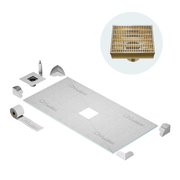 Curbless Wedgewire Center Shower Pan Kit Square Drain