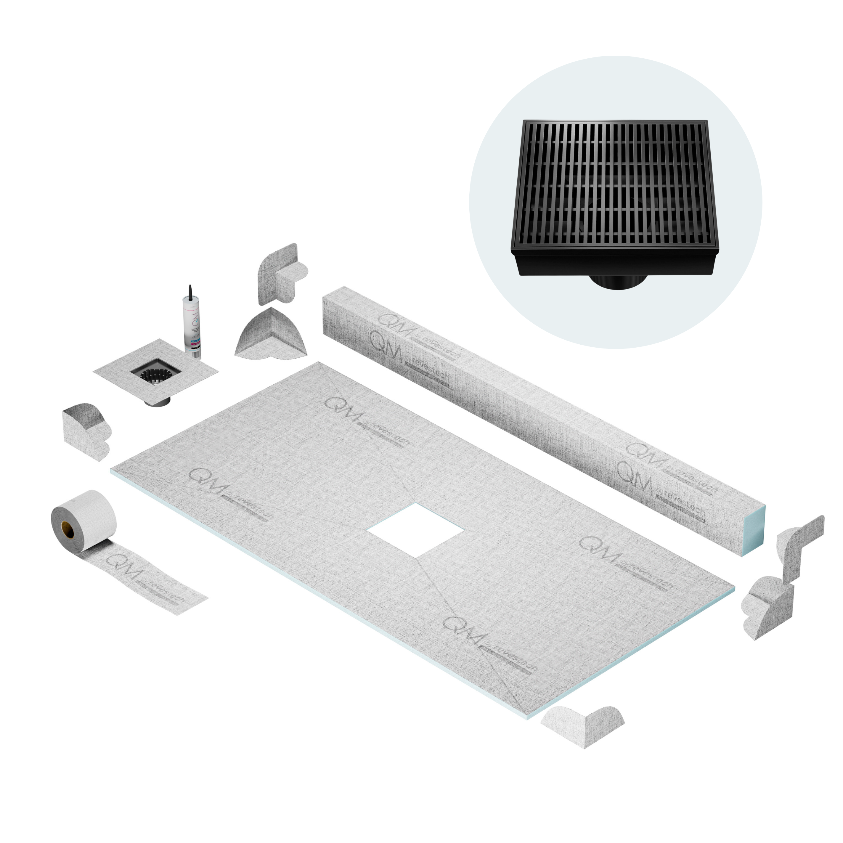 Curb Wedgewire Shower Pan Kit Square Drain