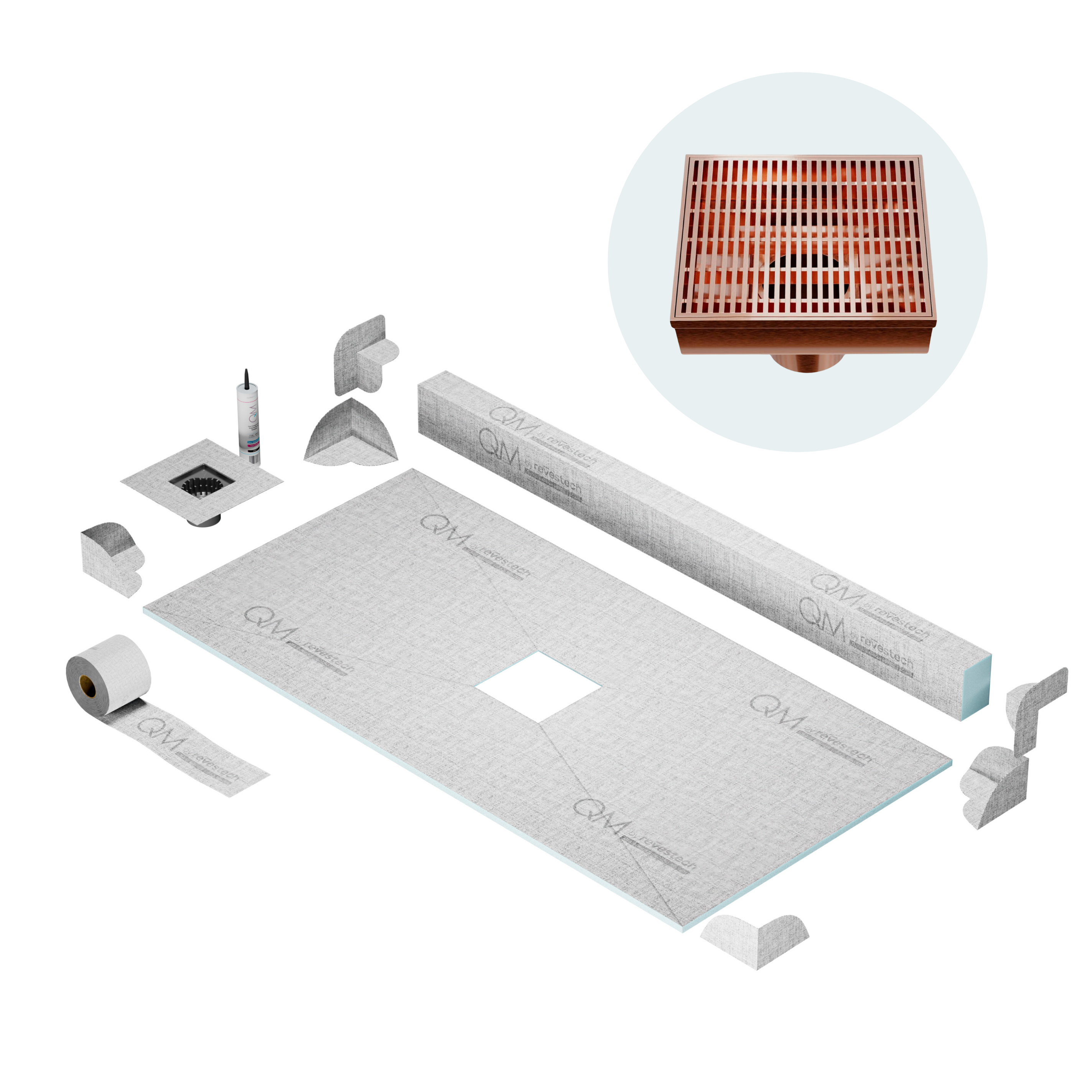 Curb Wedgewire Shower Pan Kit Square Drain