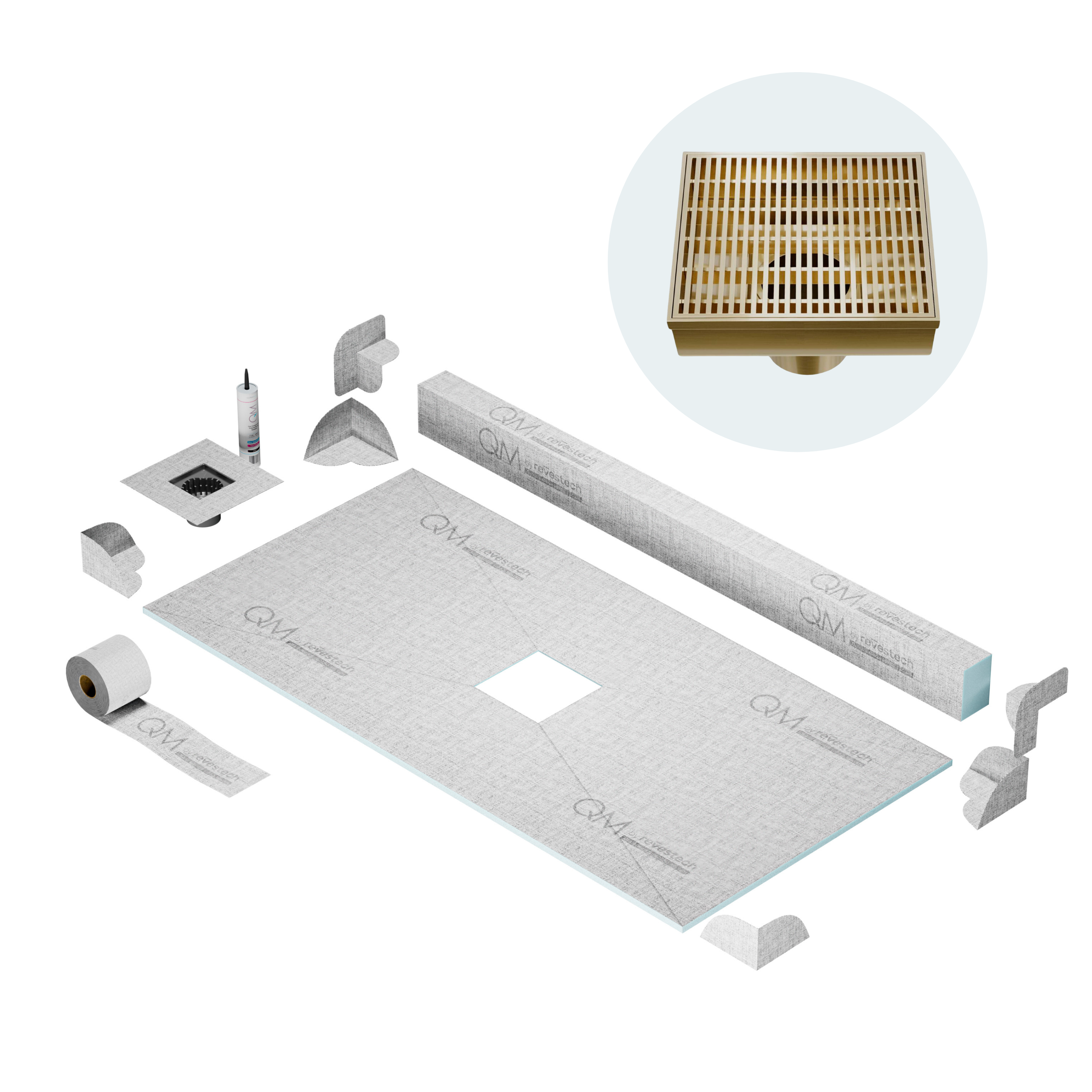Curb Wedgewire Shower Pan Kit Square Drain