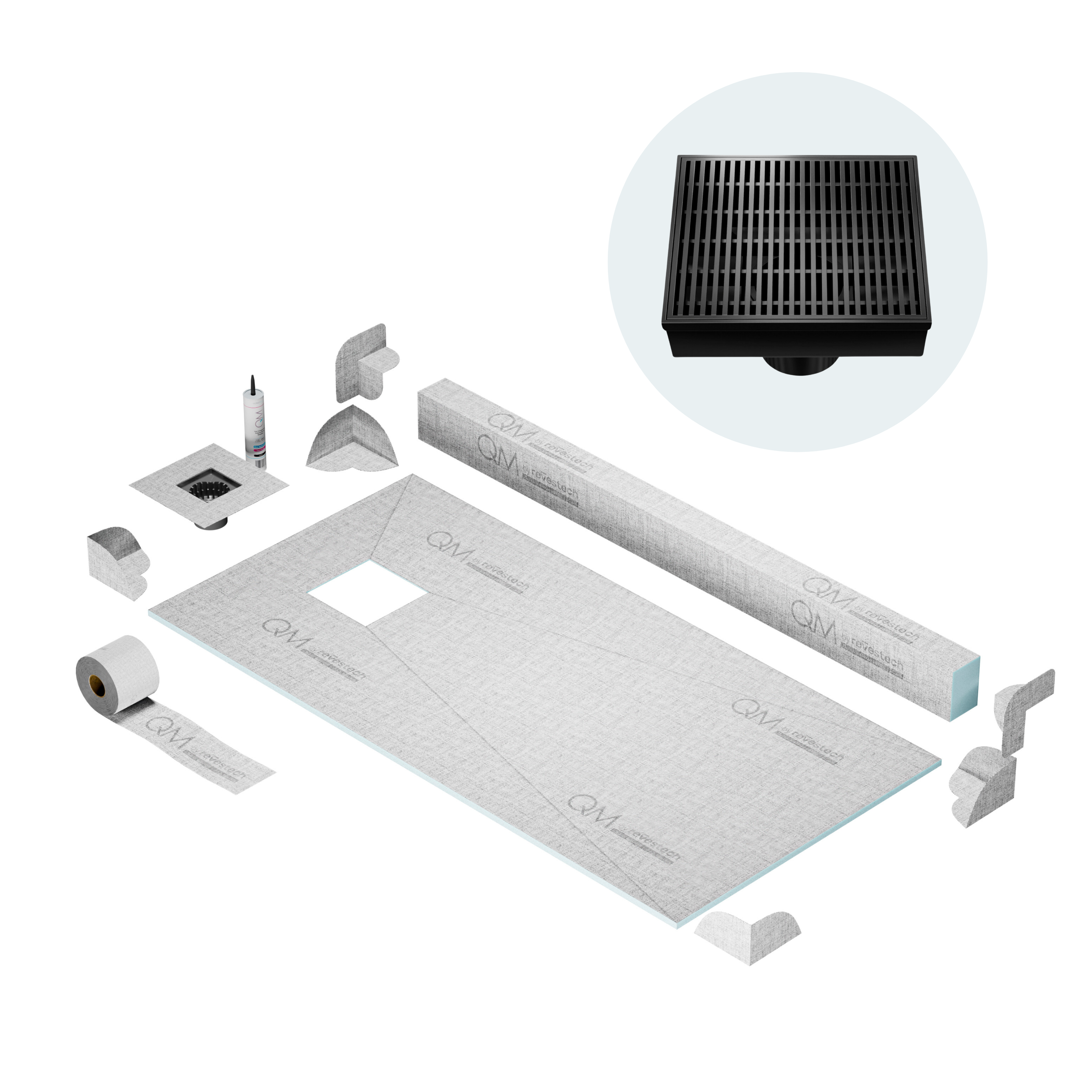Curb Wedgewire Shower Pan Kit Square Drain
