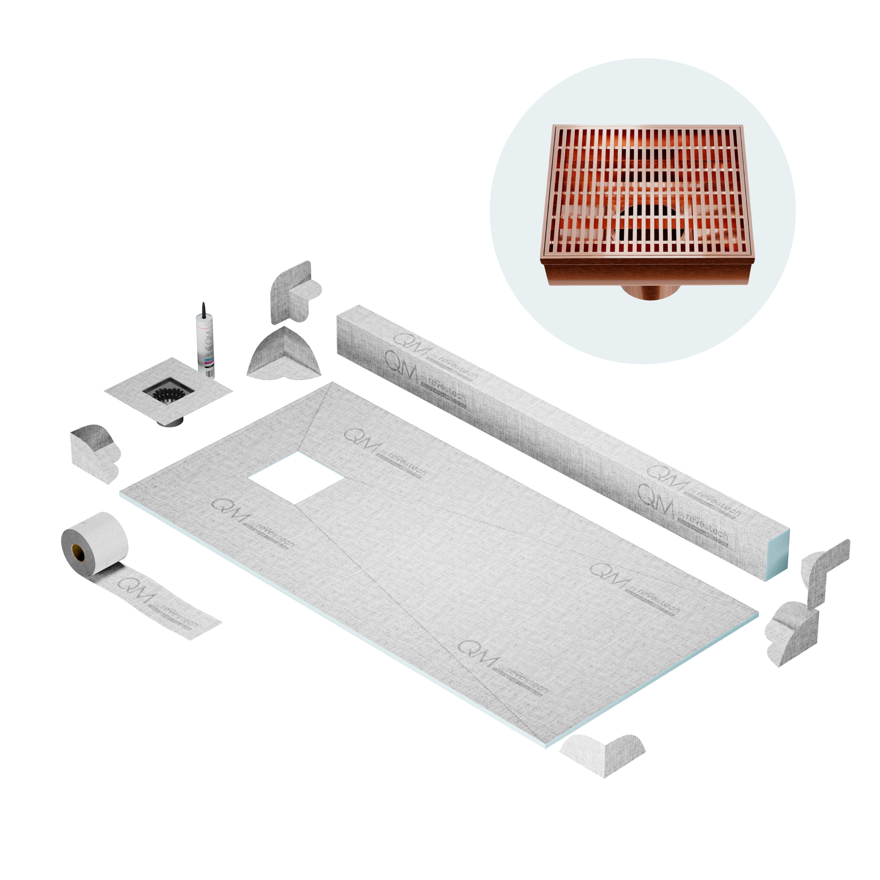 Curb Wedgewire Shower Pan Kit Square Drain