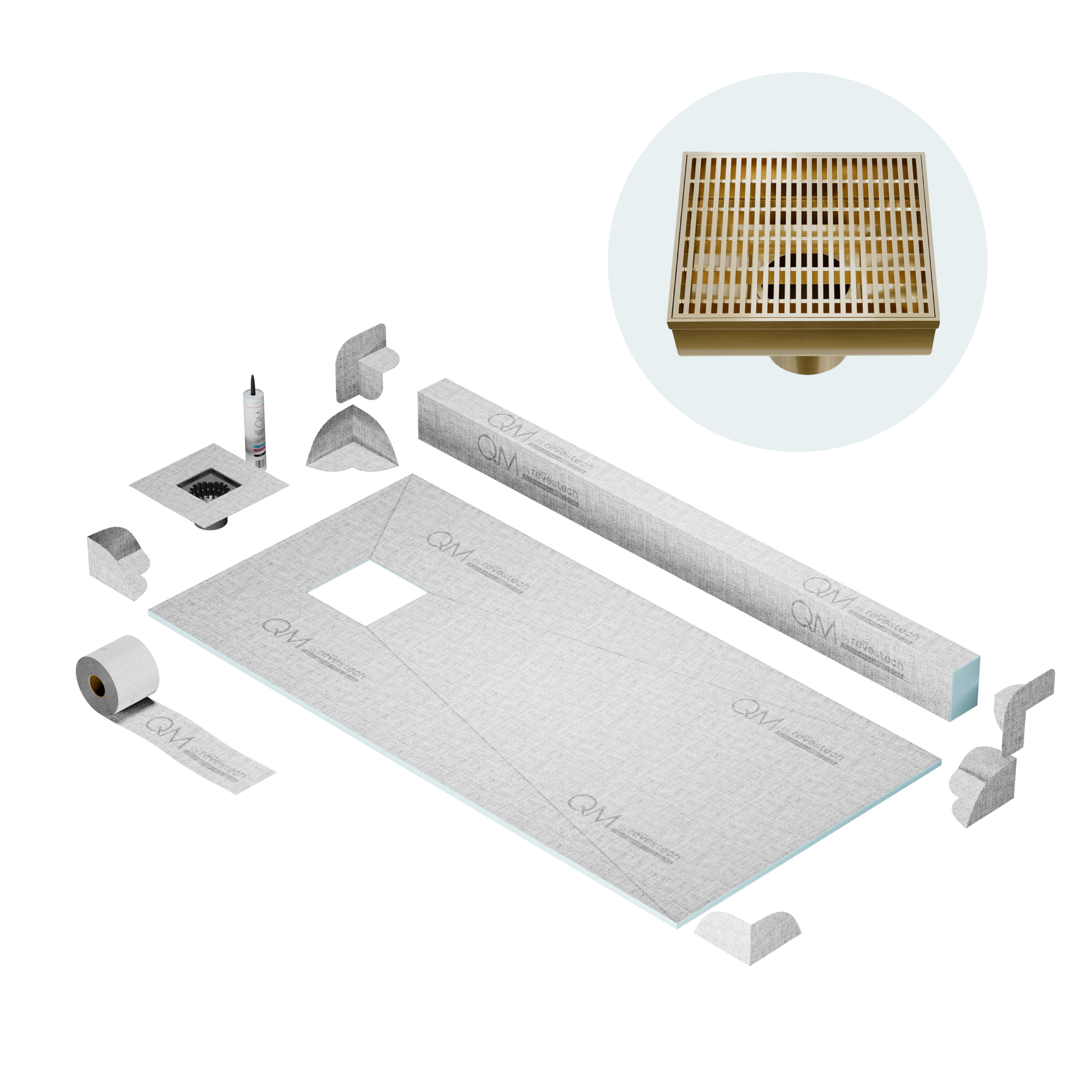 Curb Wedgewire Shower Pan Kit Square Drain