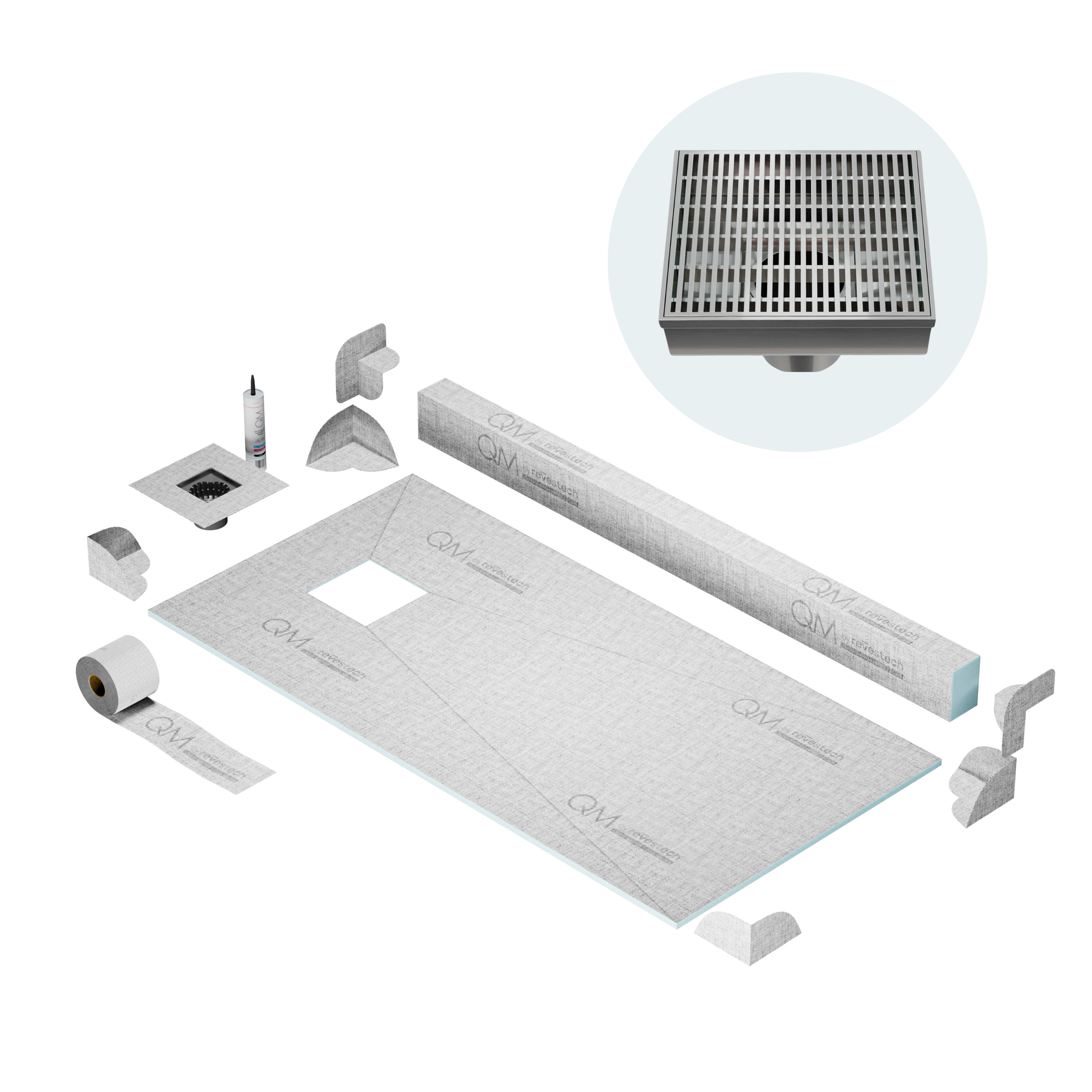 Curb Wedgewire Shower Pan Kit Square Drain