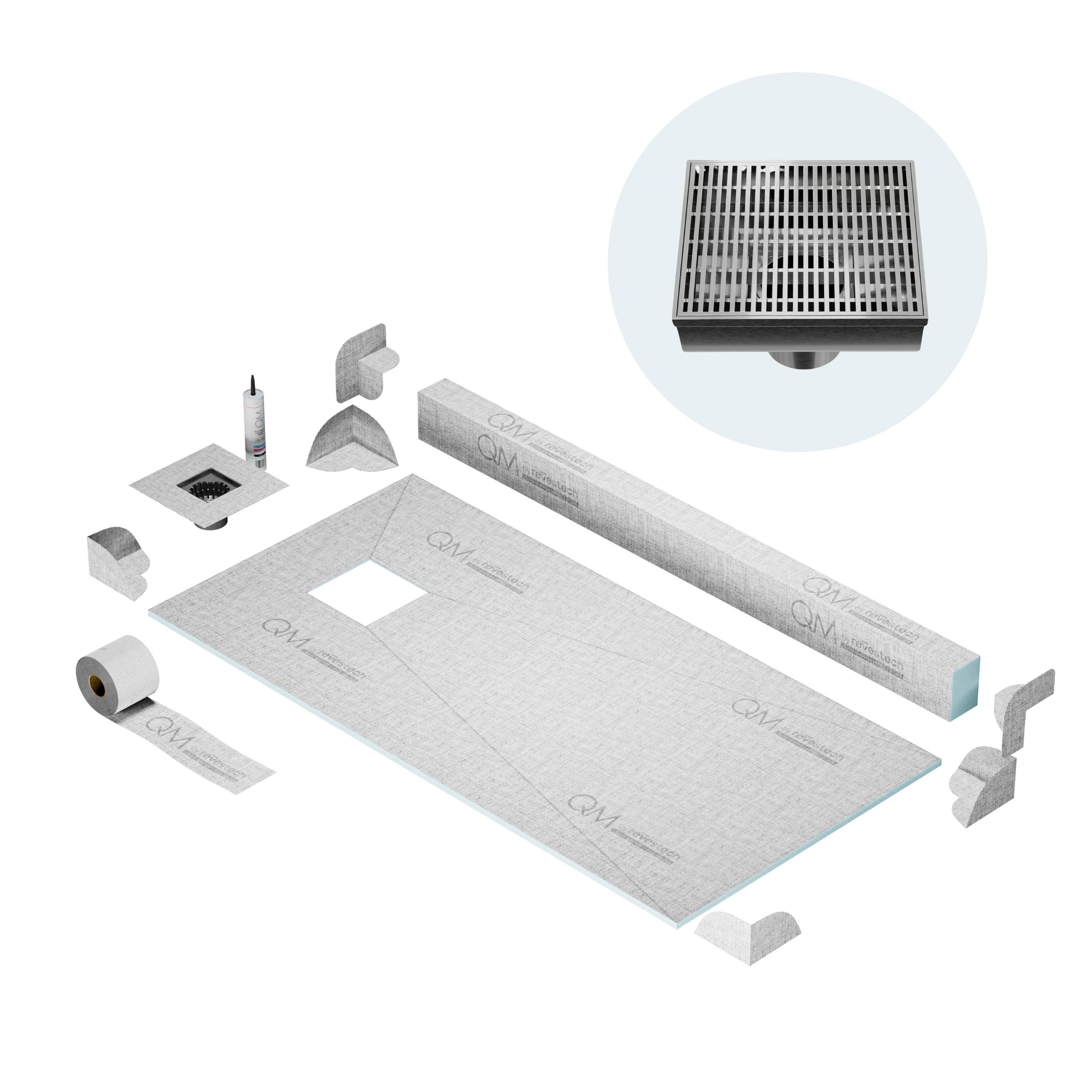 Curb Wedgewire Shower Pan Kit Square Drain