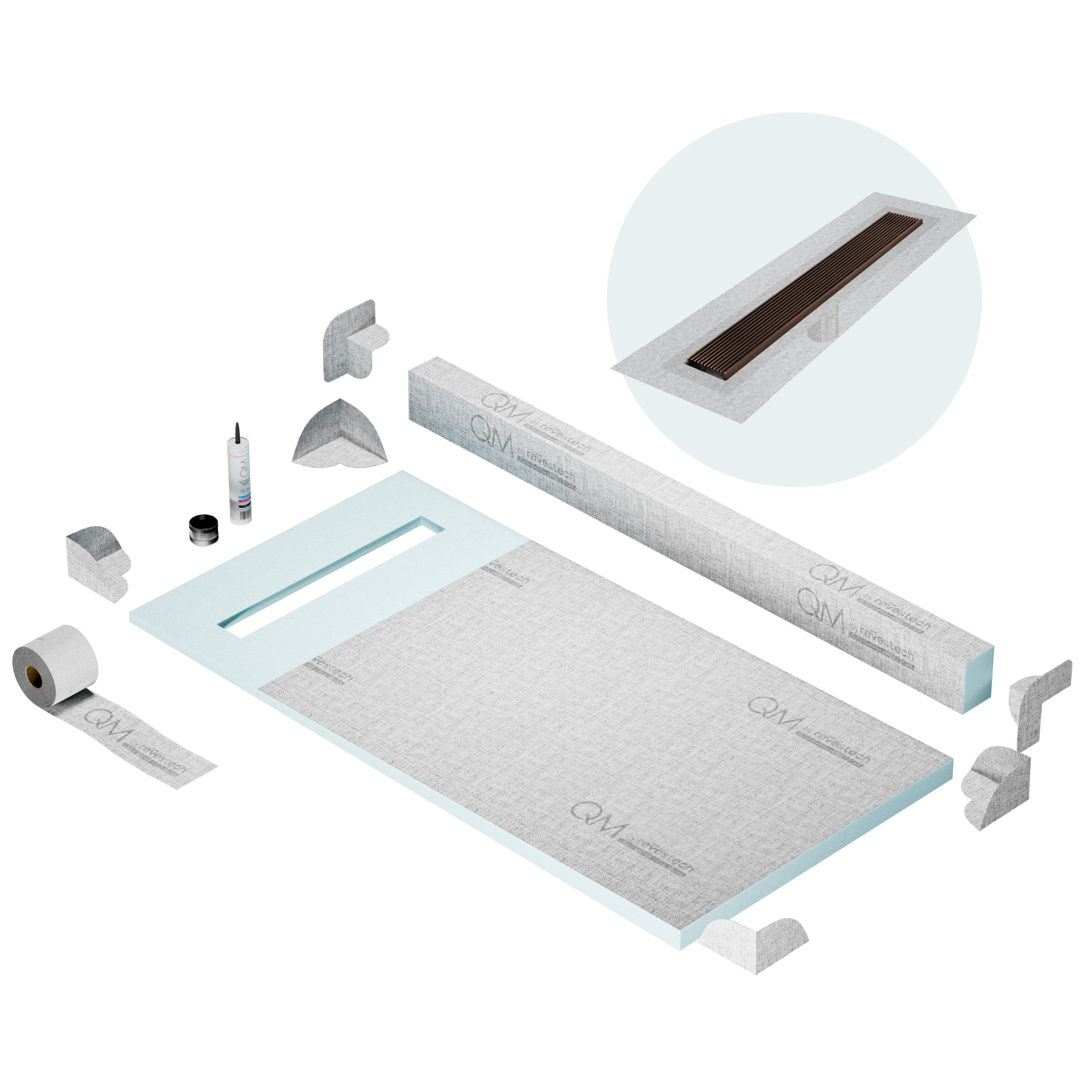 Curb Wedgewire Shower Pan Kit Linear drain
