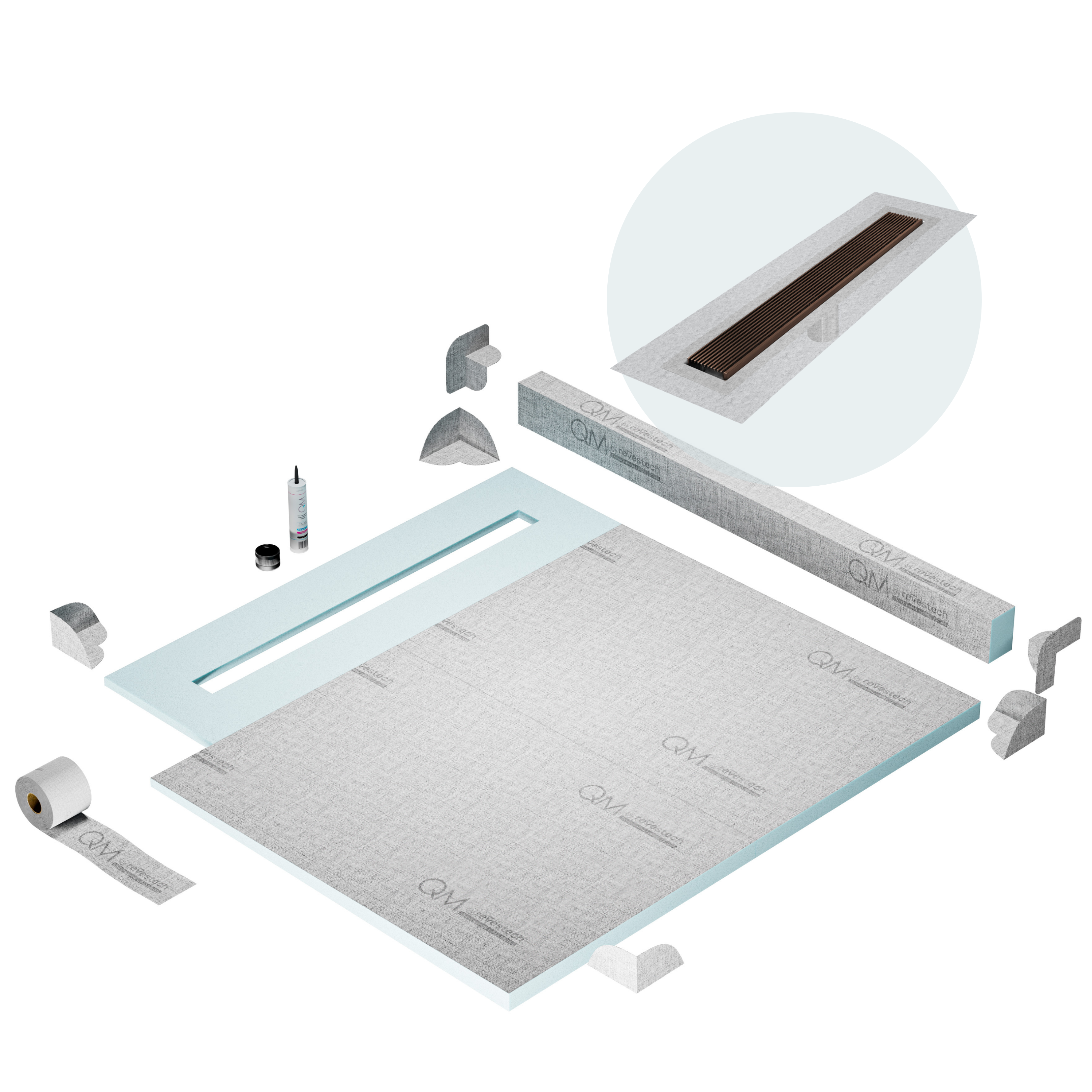 Curb Wedgewire Shower Pan Kit Linear drain