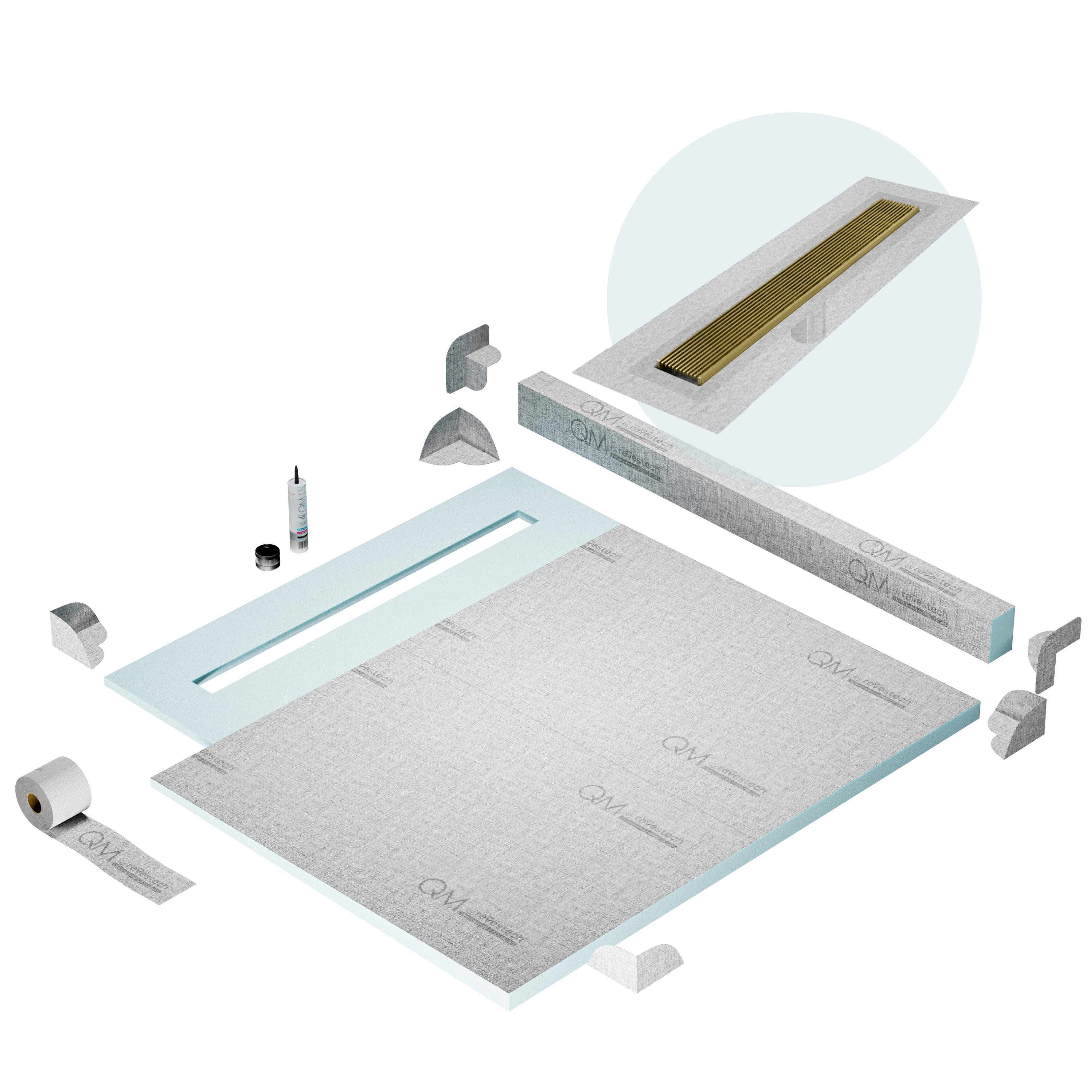 Curb Wedgewire Shower Pan Kit Linear drain