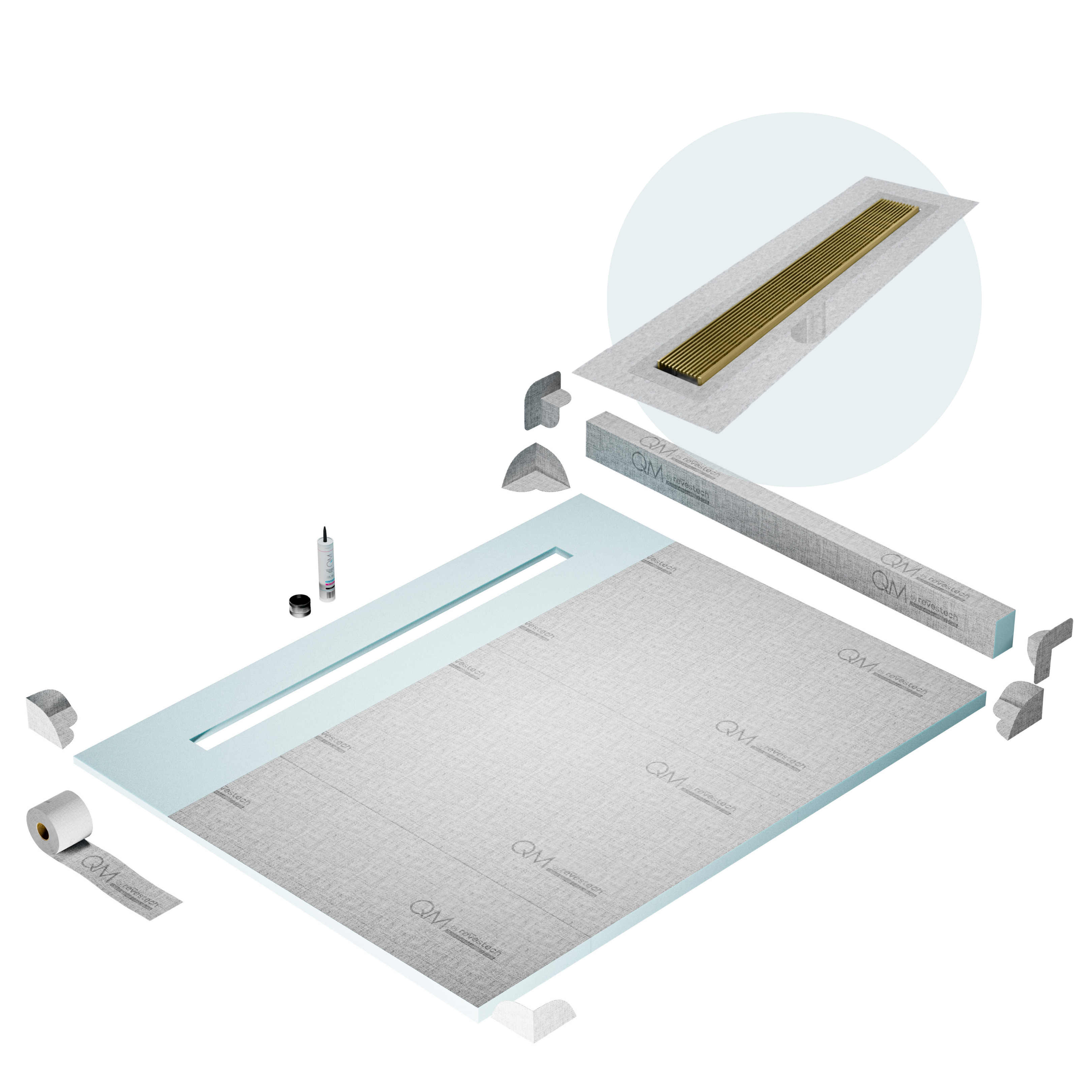 Curb Wedgewire Shower Pan Kit Linear drain