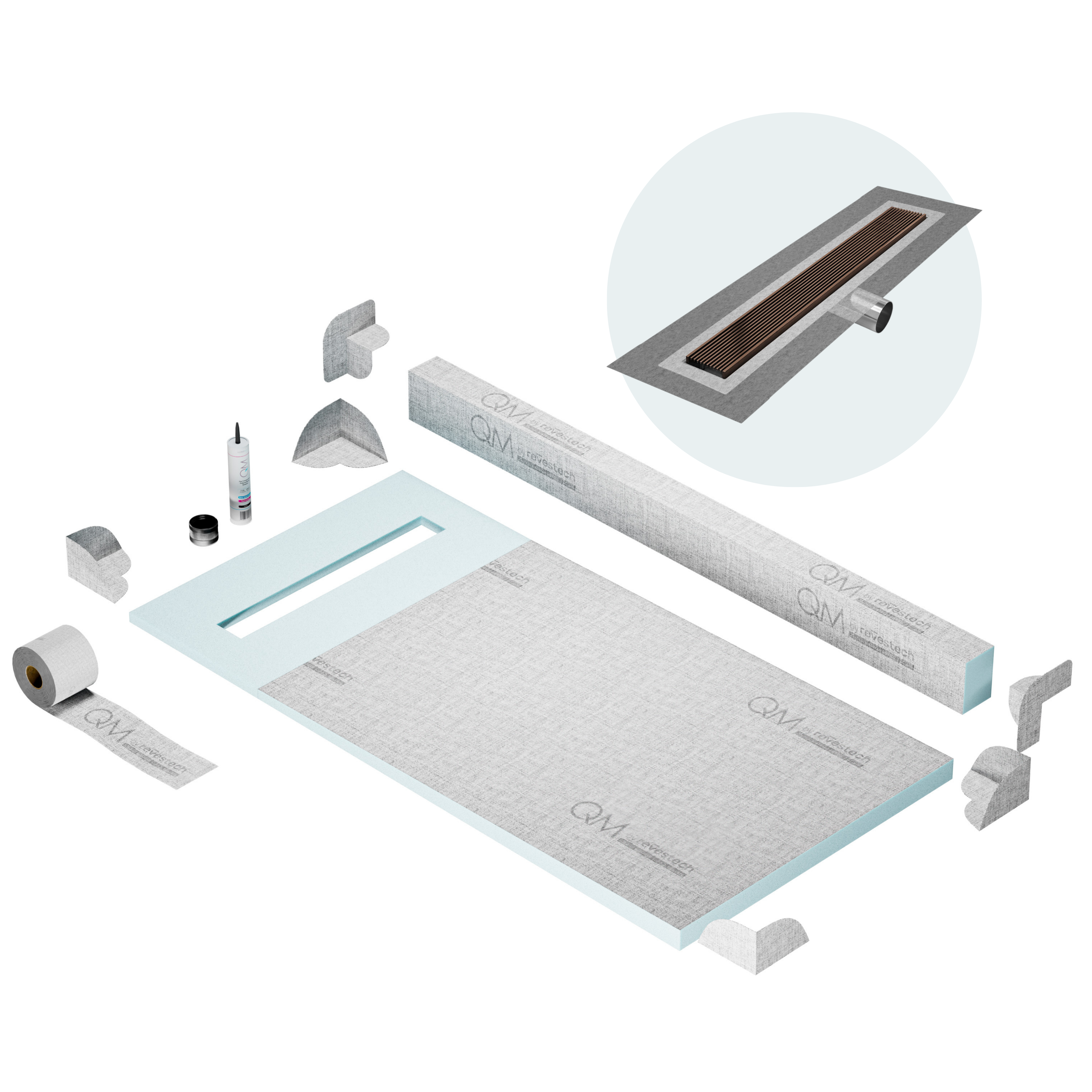 Curb Wedgewire Shower Pan Kit Linear drain