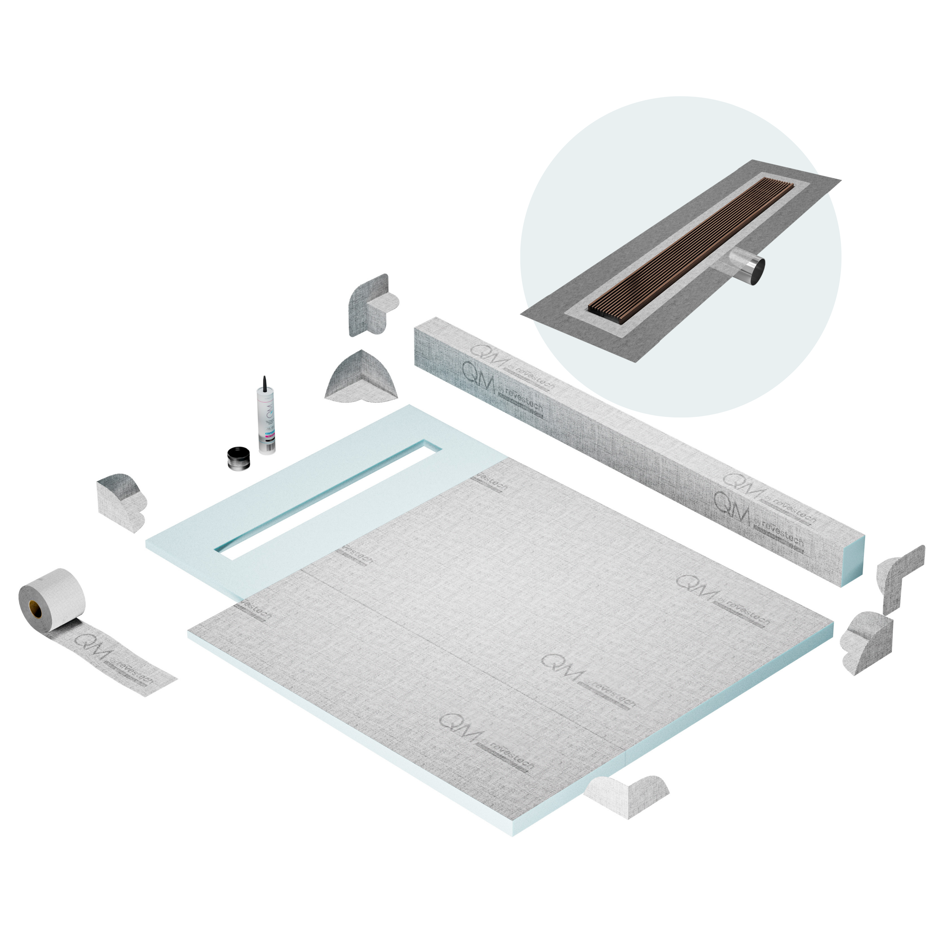Curb Wedgewire Shower Pan Kit Linear drain