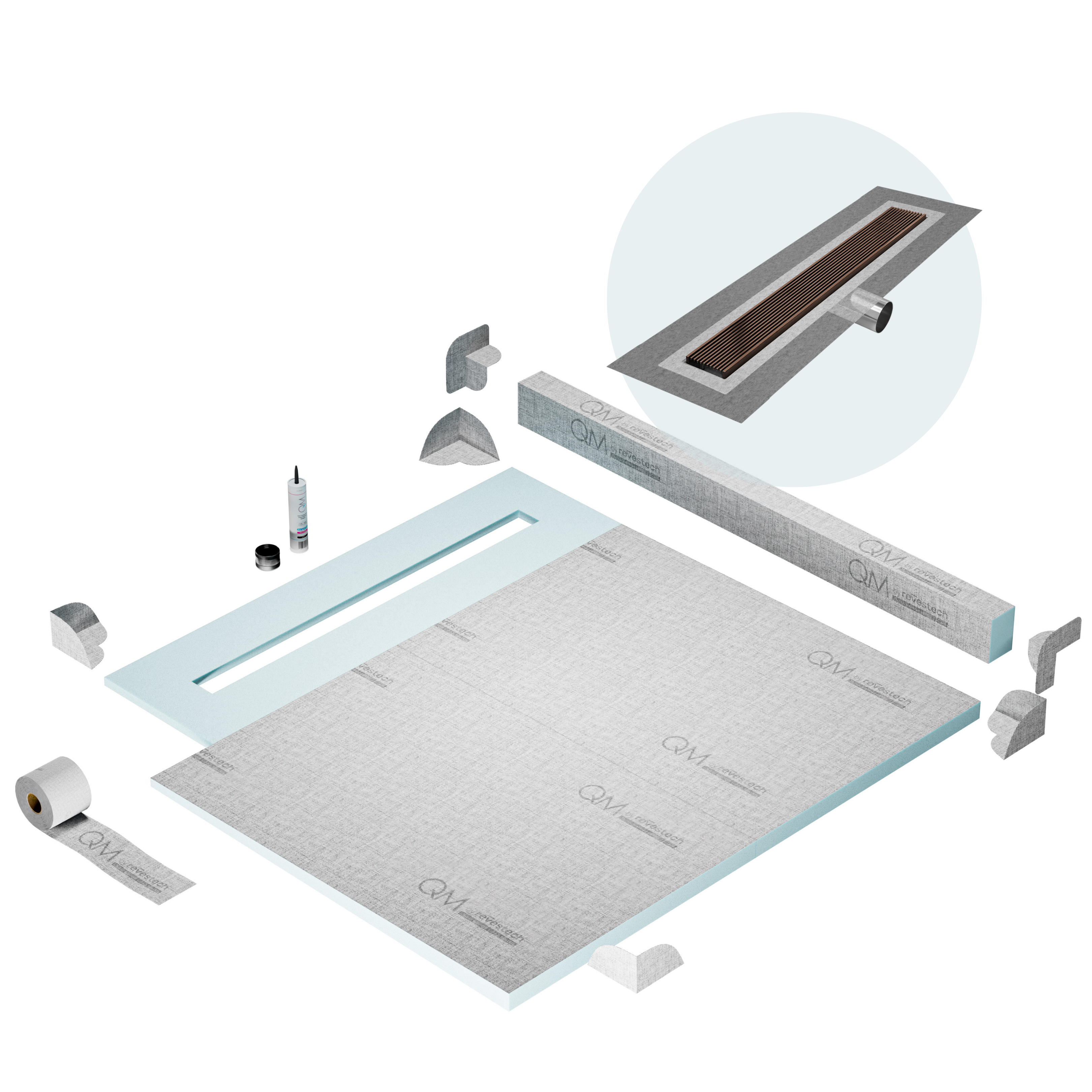Curb Wedgewire Shower Pan Kit Linear drain