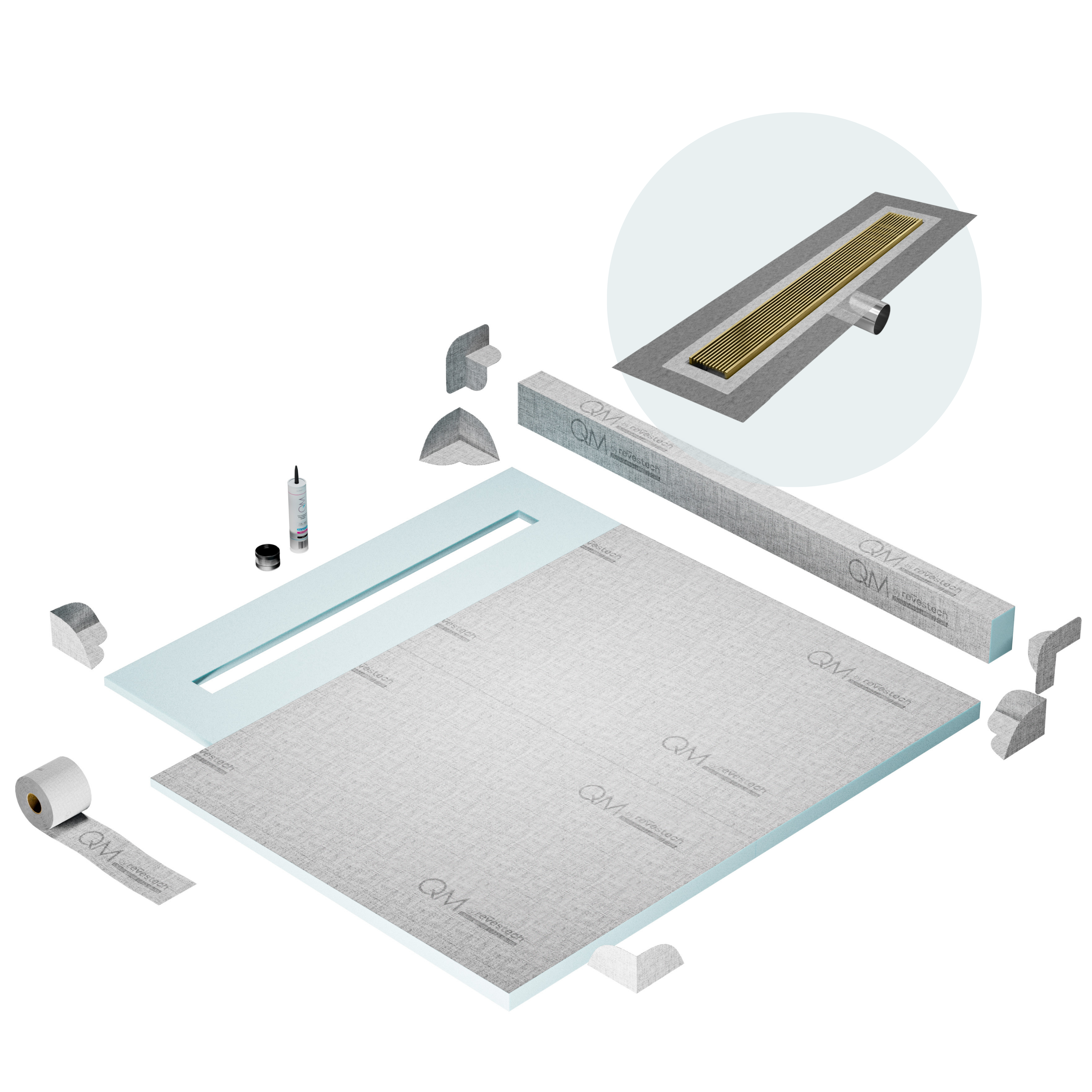 Curb Wedgewire Shower Pan Kit Linear drain