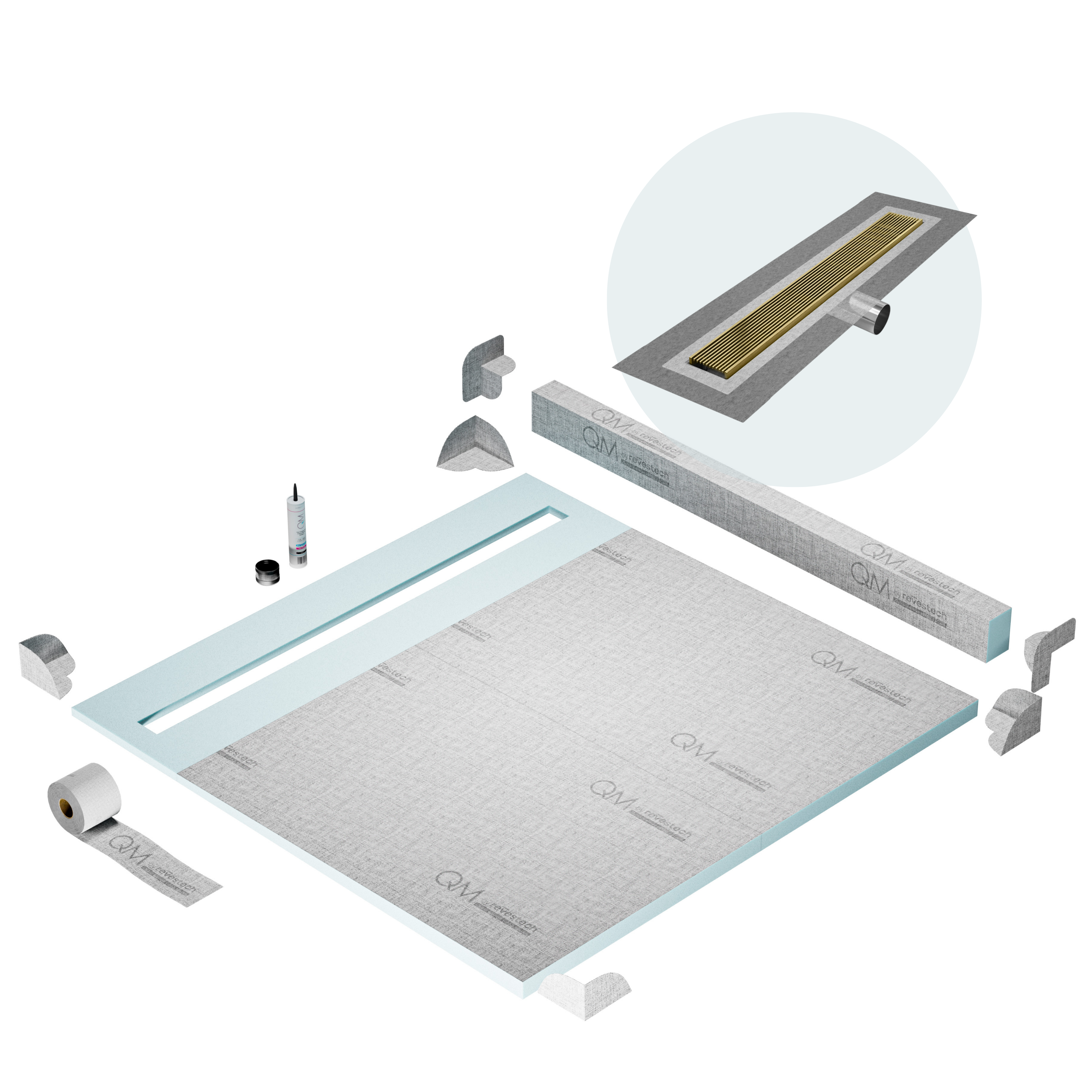Curb Wedgewire Shower Pan Kit Linear drain