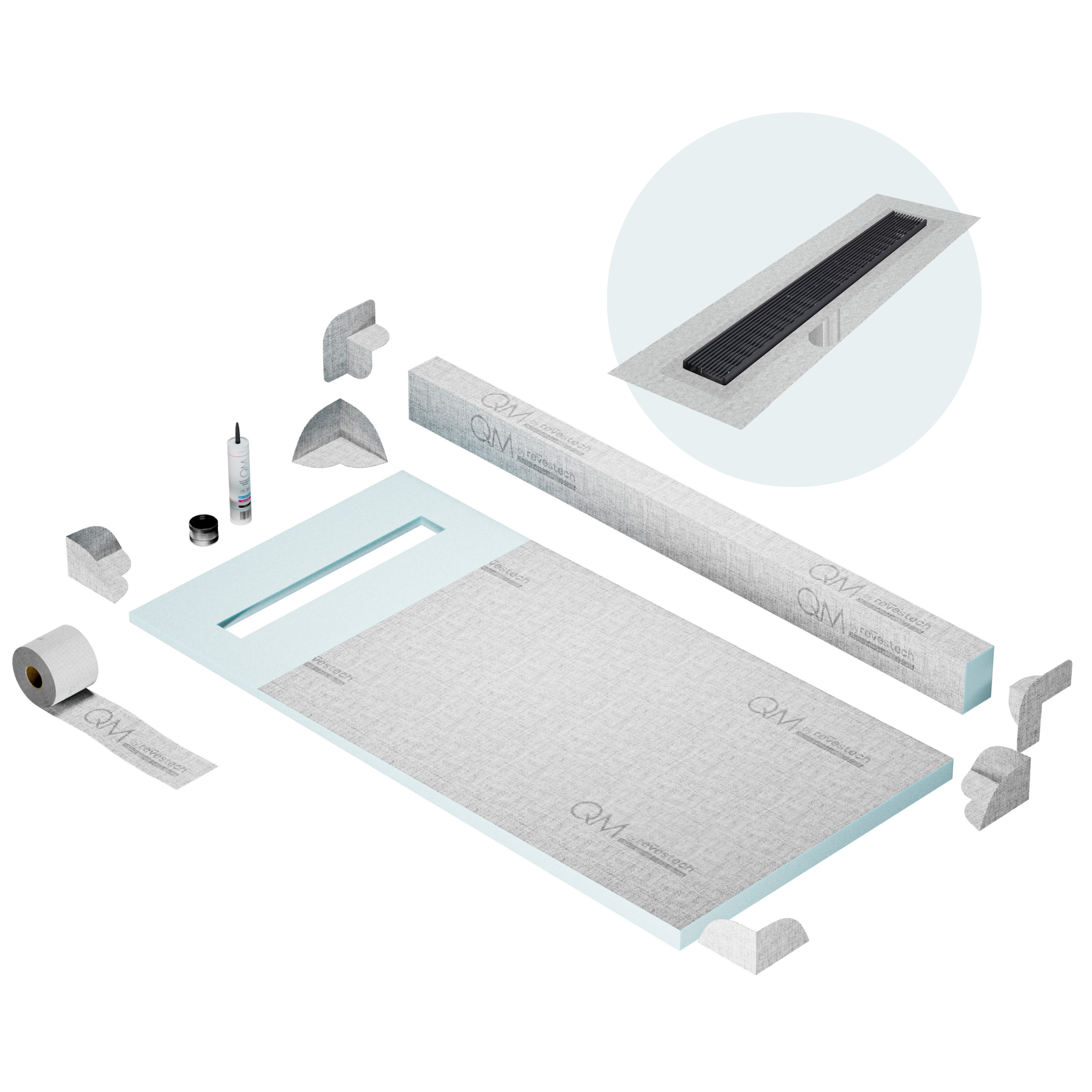 Curb Wedgewire Shower Pan Kit Linear drain