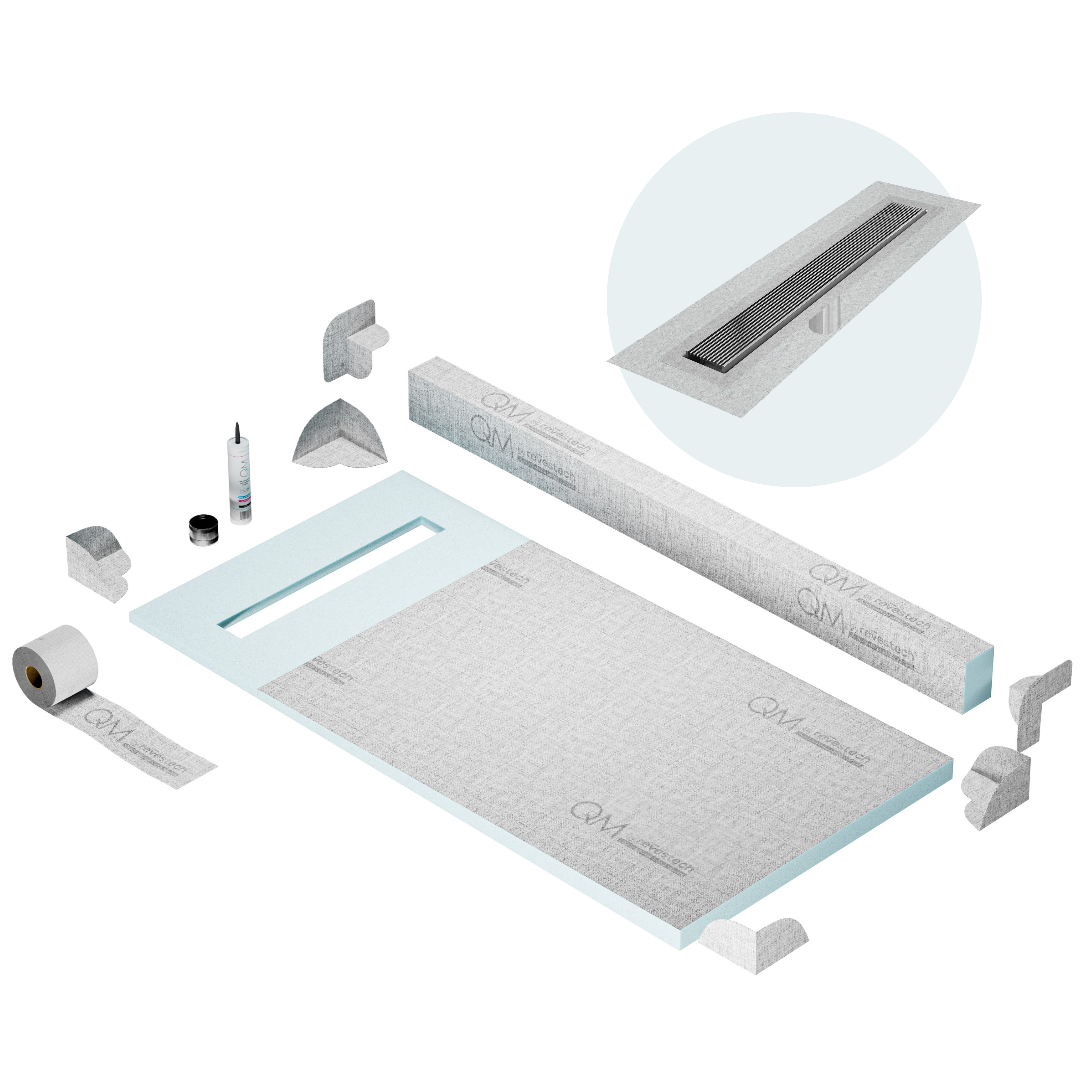 Curb Wedgewire Shower Pan Kit Linear drain