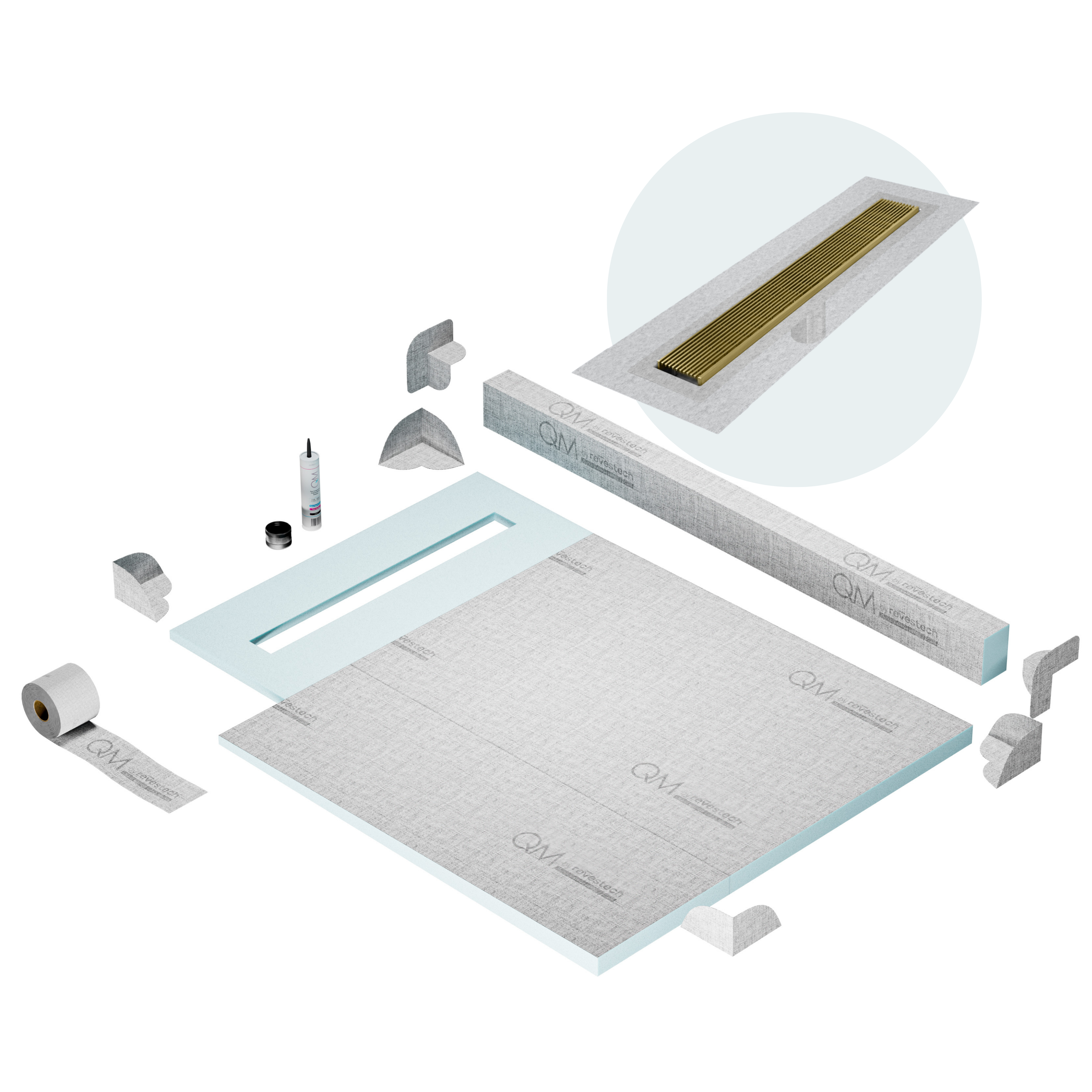 Curb Wedgewire Shower Pan Kit Linear drain