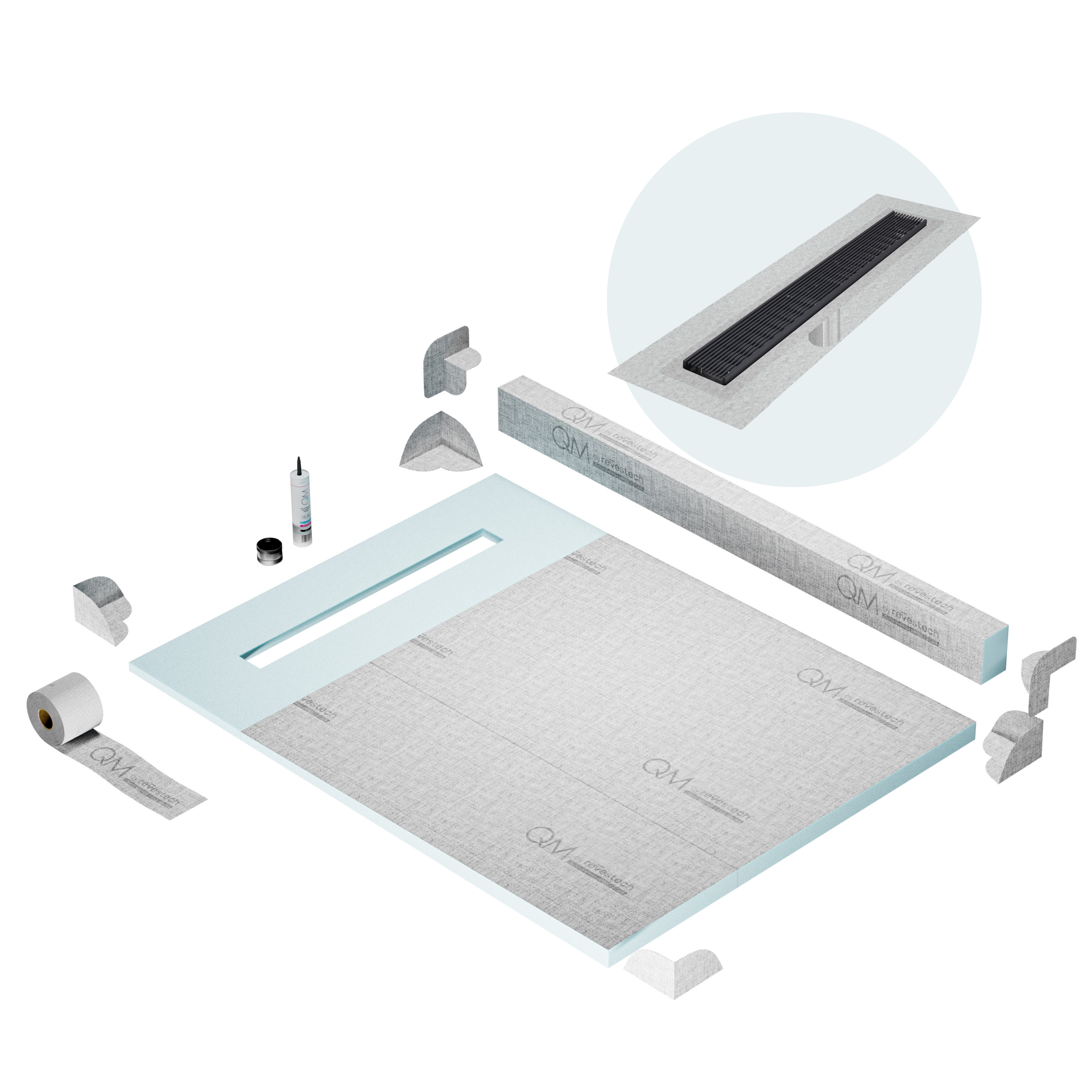 Curb Wedgewire Shower Pan Kit Linear drain