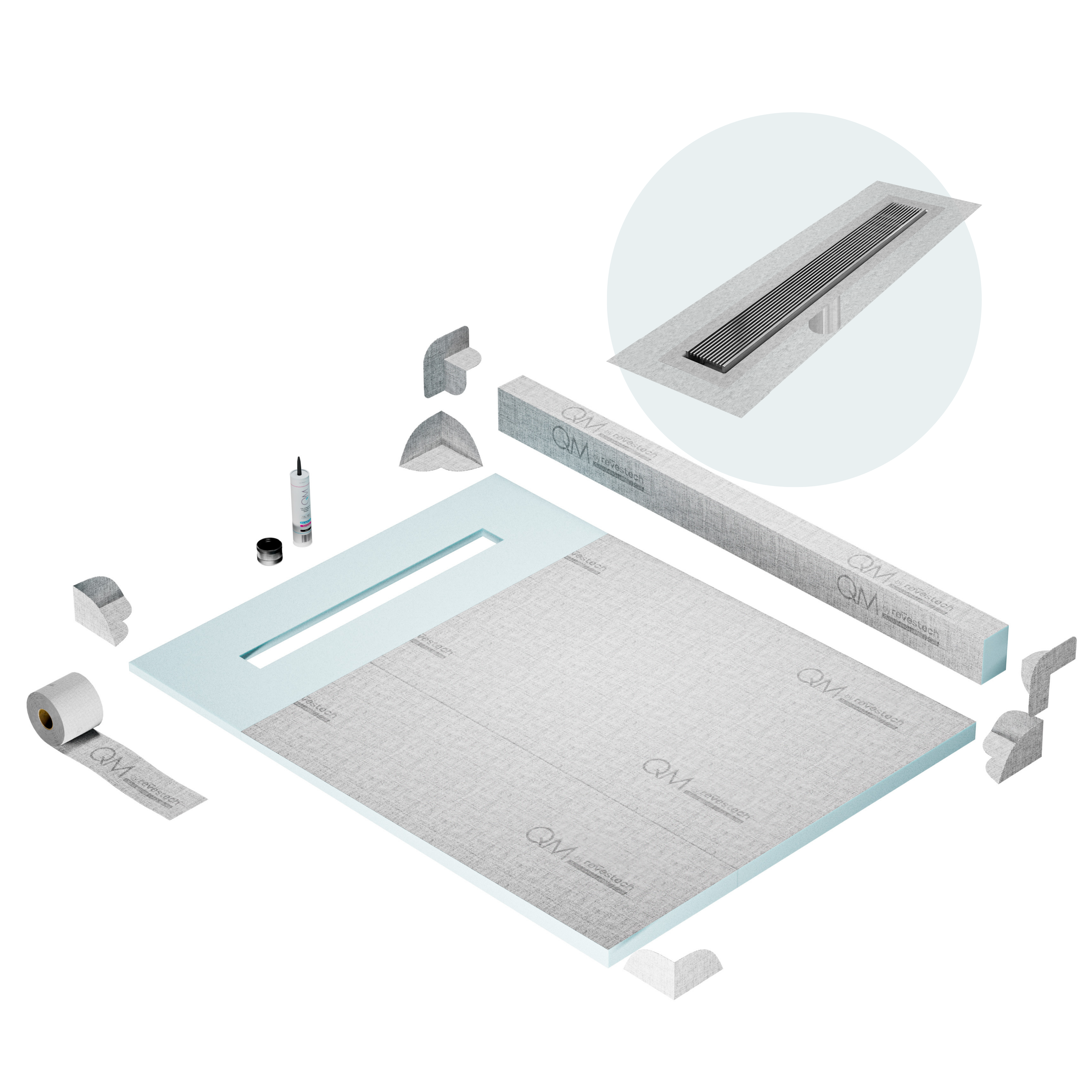 Curb Wedgewire Shower Pan Kit Linear drain