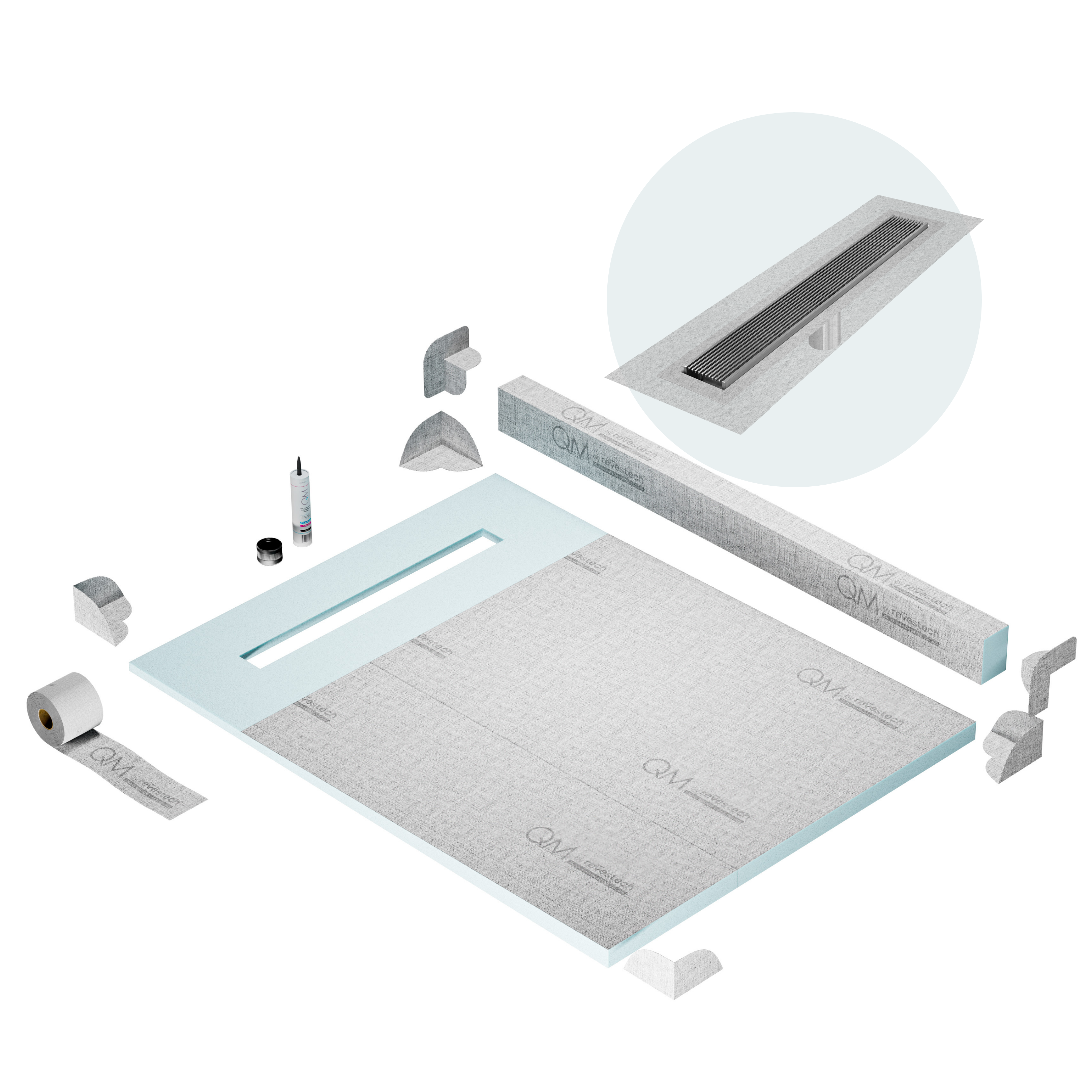Curb Wedgewire Shower Pan Kit Linear drain
