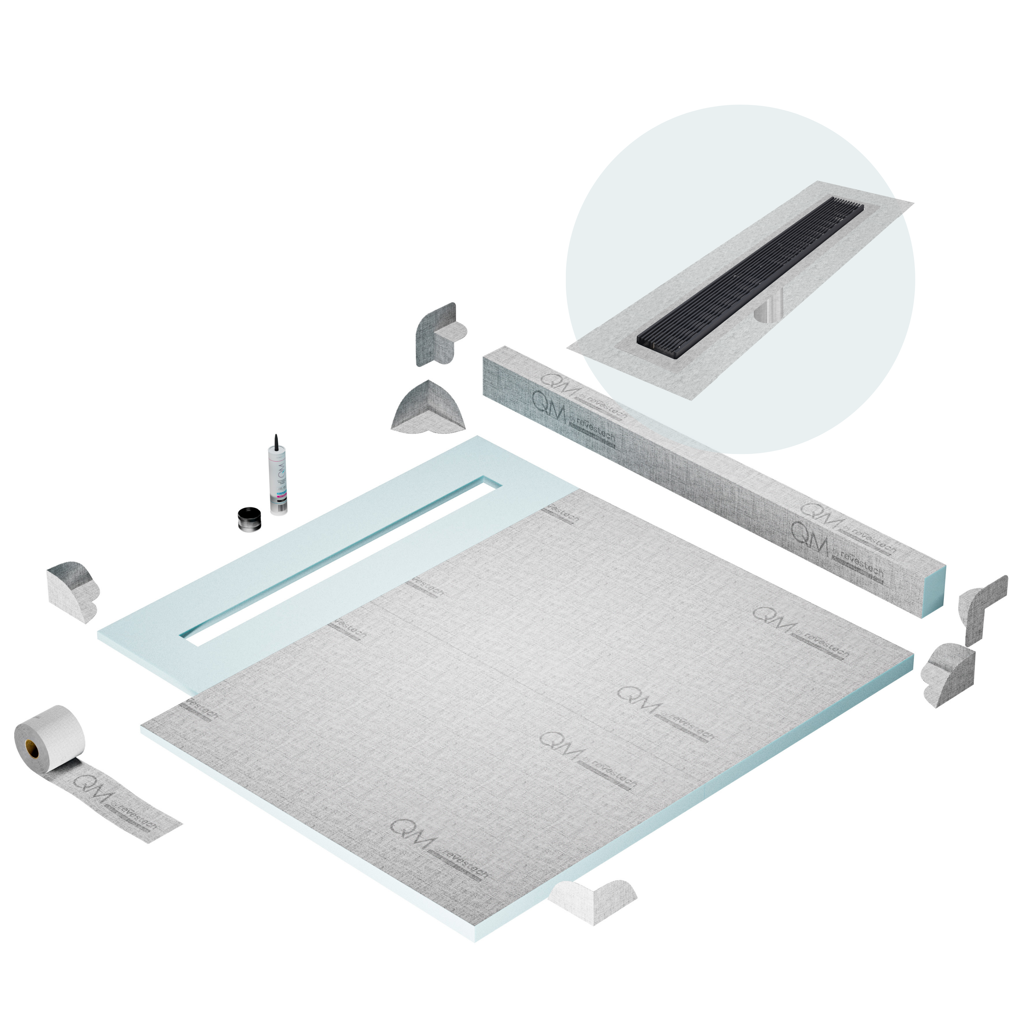 Curb Wedgewire Shower Pan Kit Linear drain