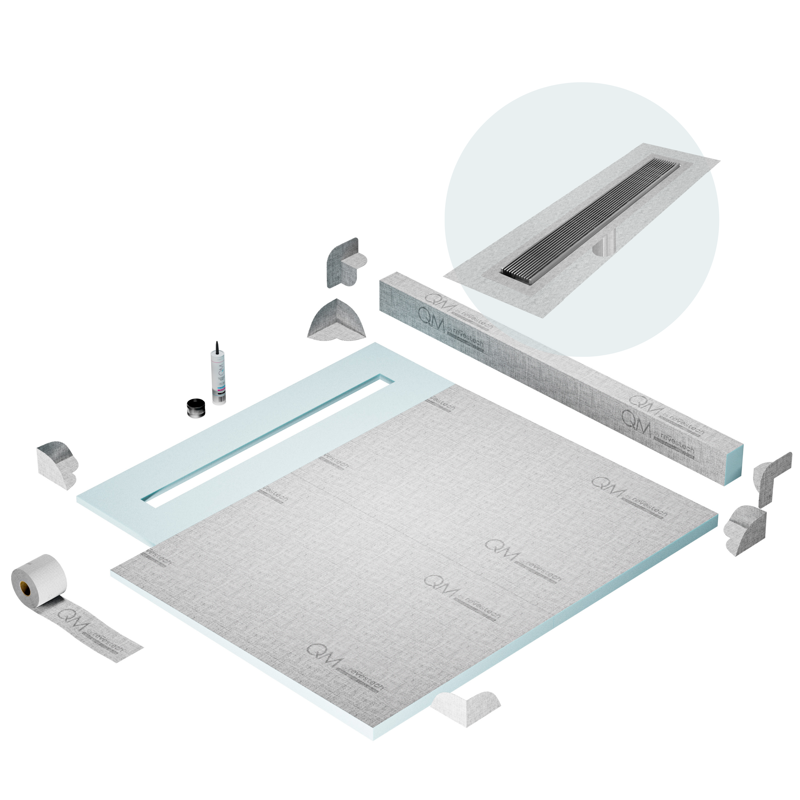 Curb Wedgewire Shower Pan Kit Linear drain