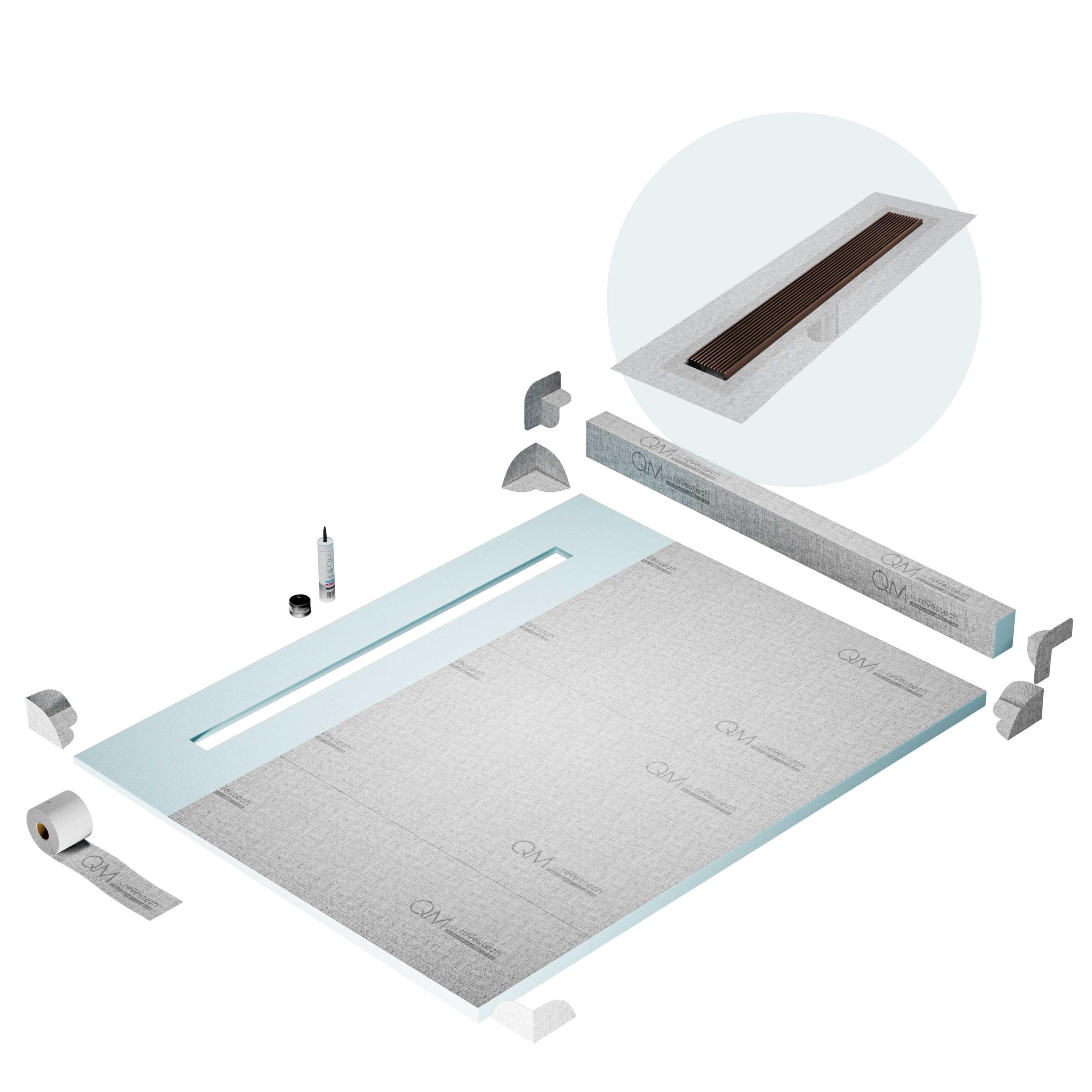 Curb Wedgewire Shower Pan Kit Linear drain