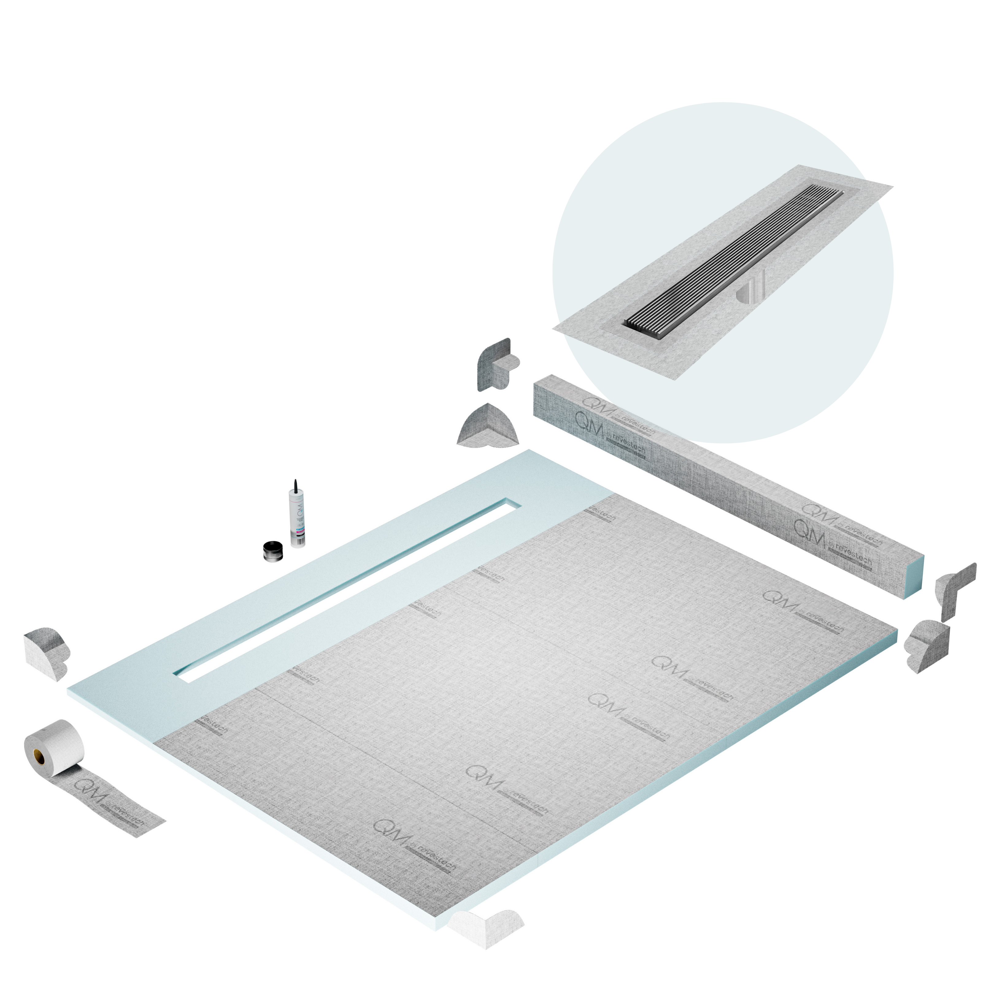 Curb Wedgewire Shower Pan Kit Linear drain