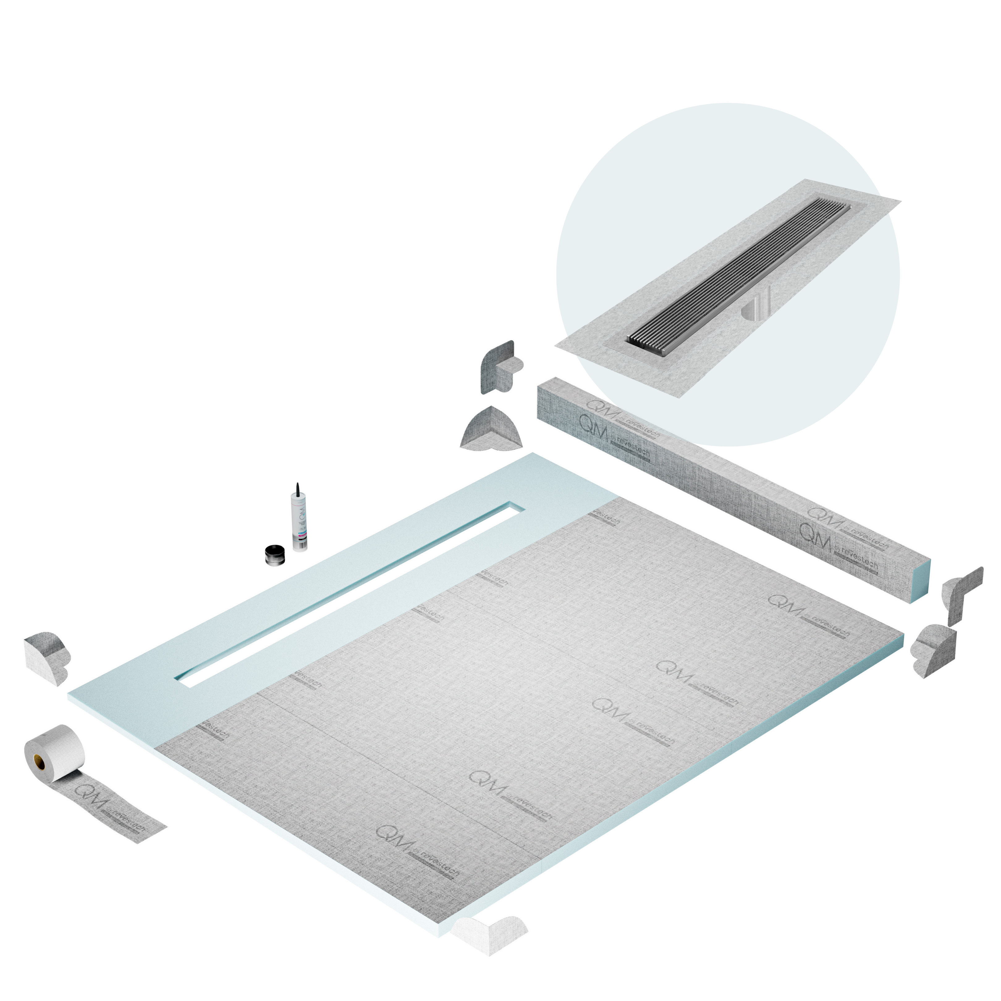 Curb Wedgewire Shower Pan Kit Linear drain