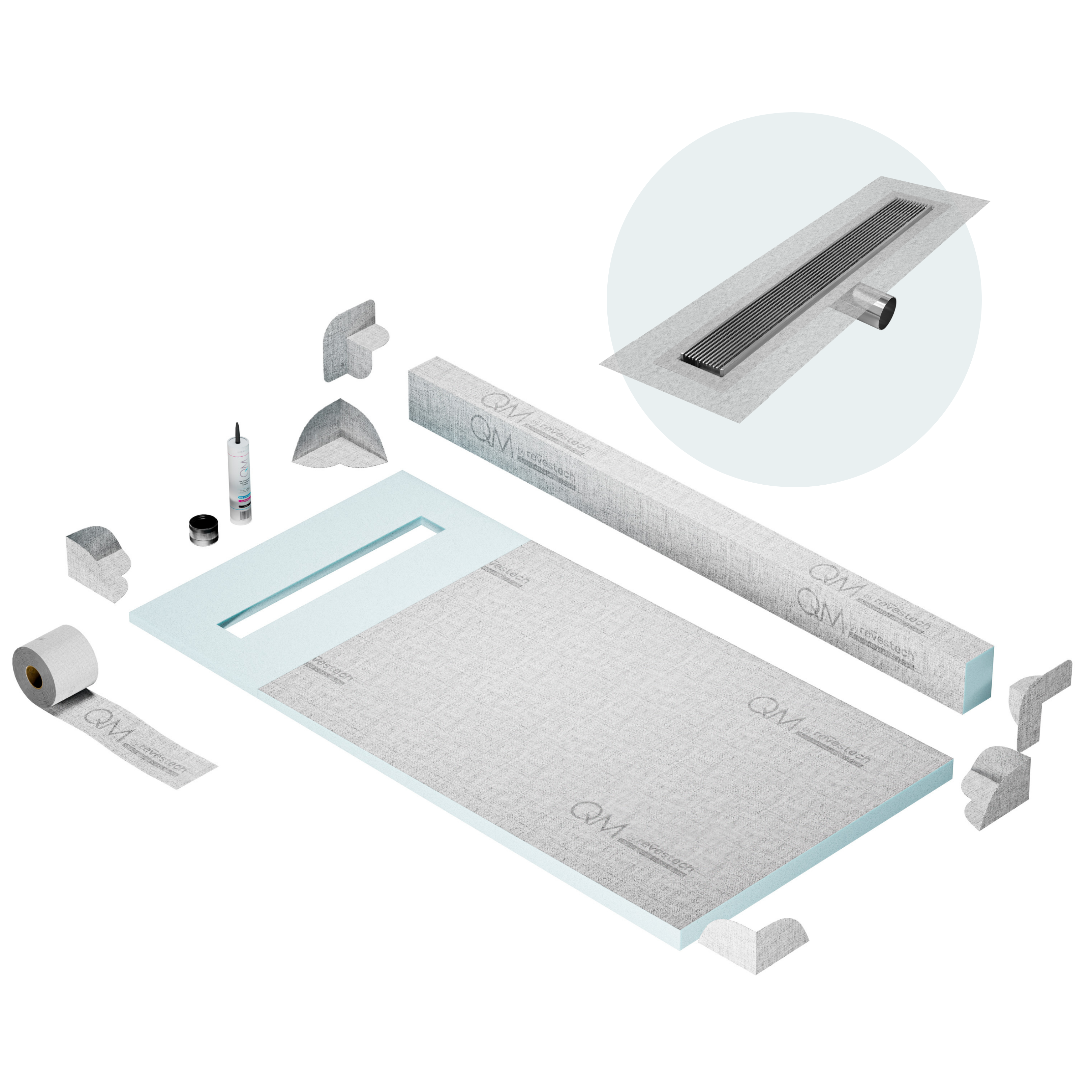 Curb Wedgewire Shower Pan Kit Linear drain