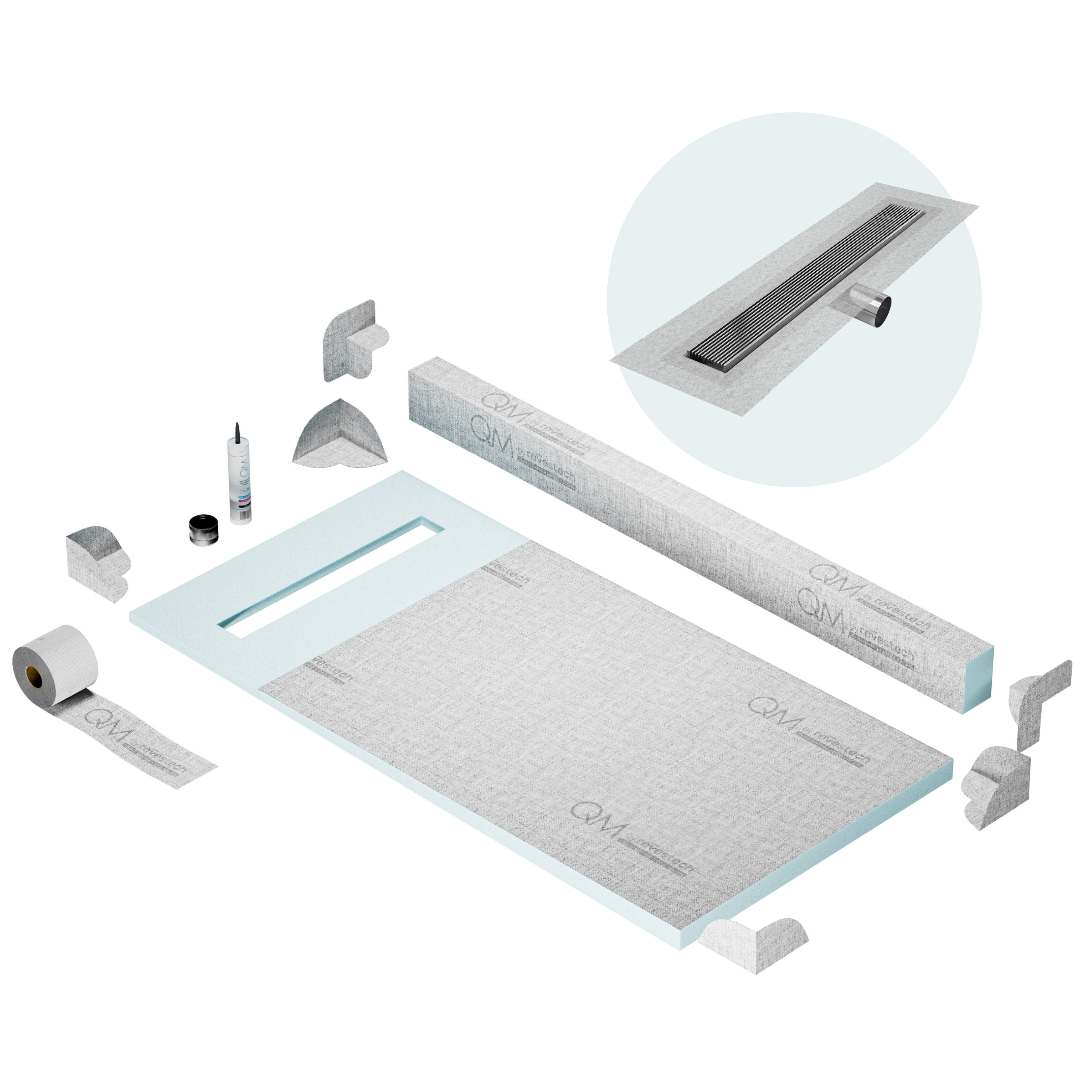 Curb Wedgewire Shower Pan Kit Linear drain