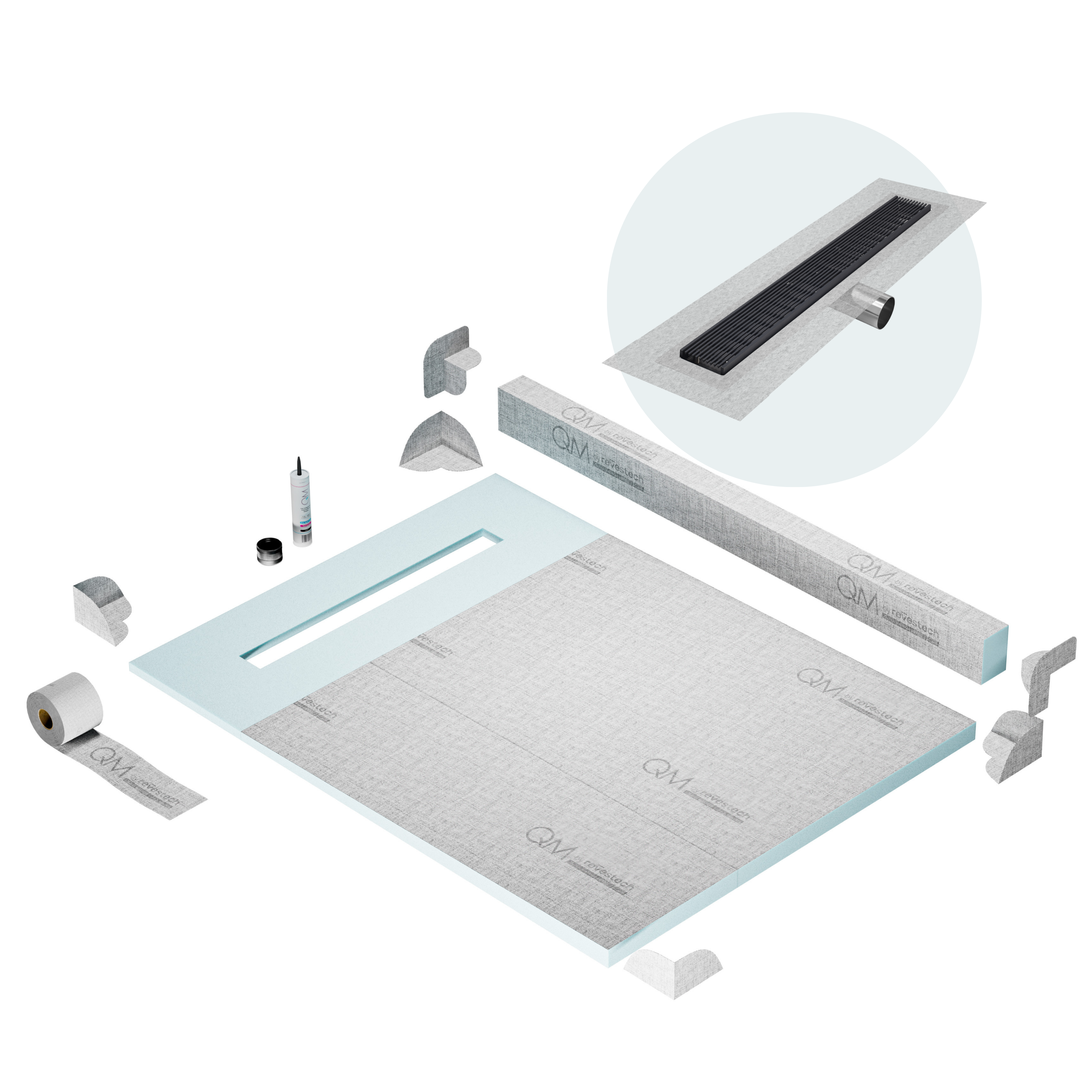 Curb Wedgewire Shower Pan Kit Linear drain