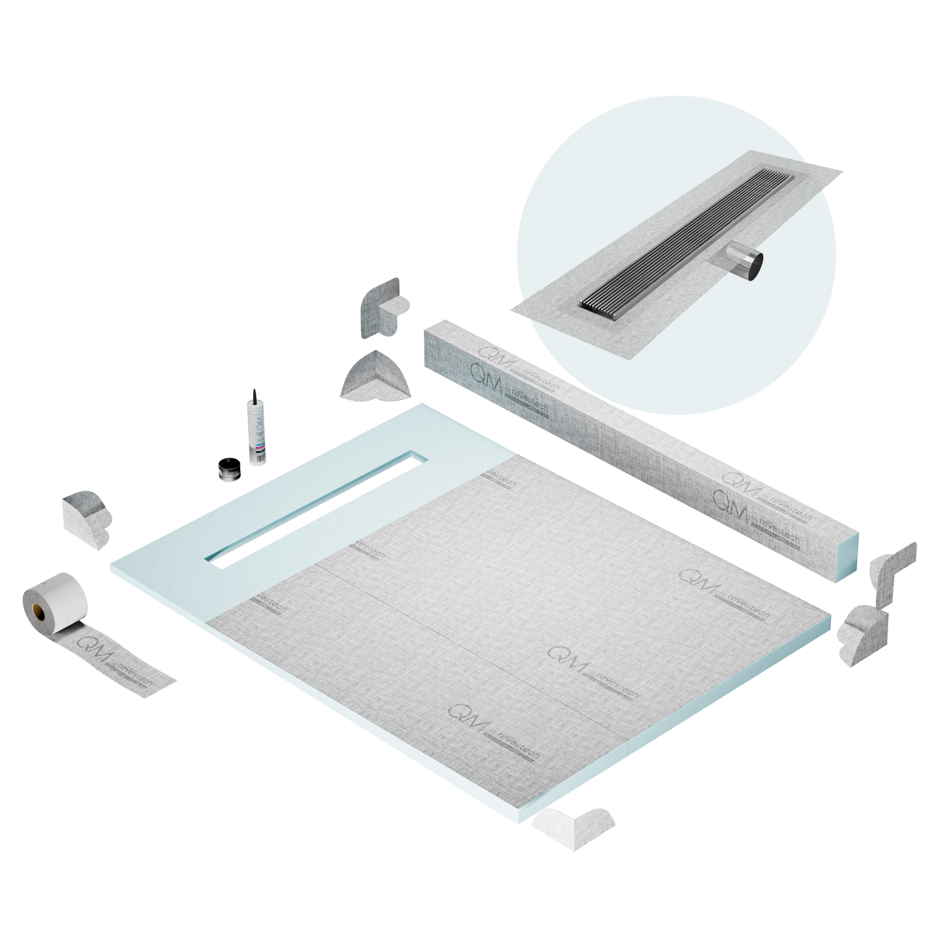 Curb Wedgewire Shower Pan Kit Linear drain