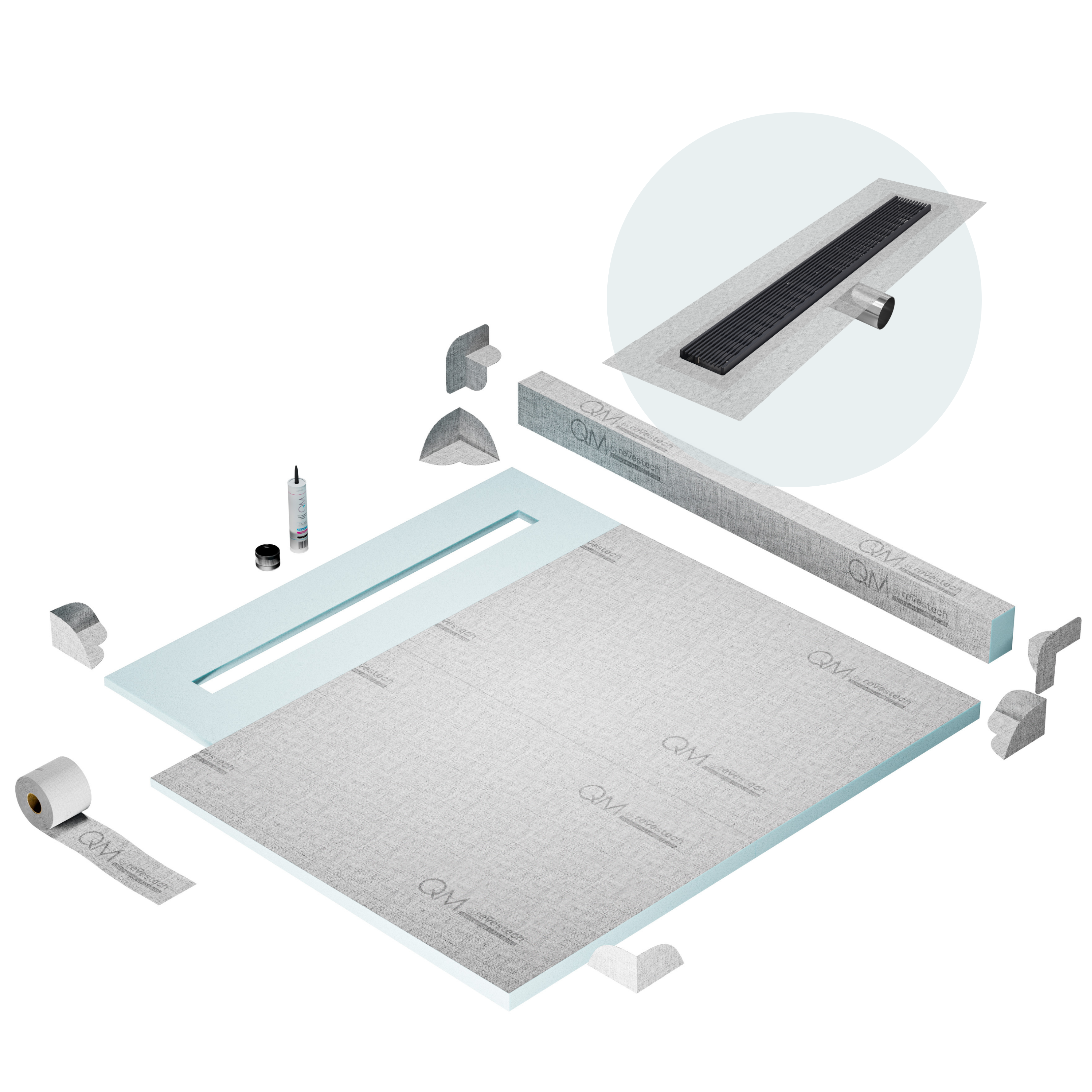 Curb Wedgewire Shower Pan Kit Linear drain