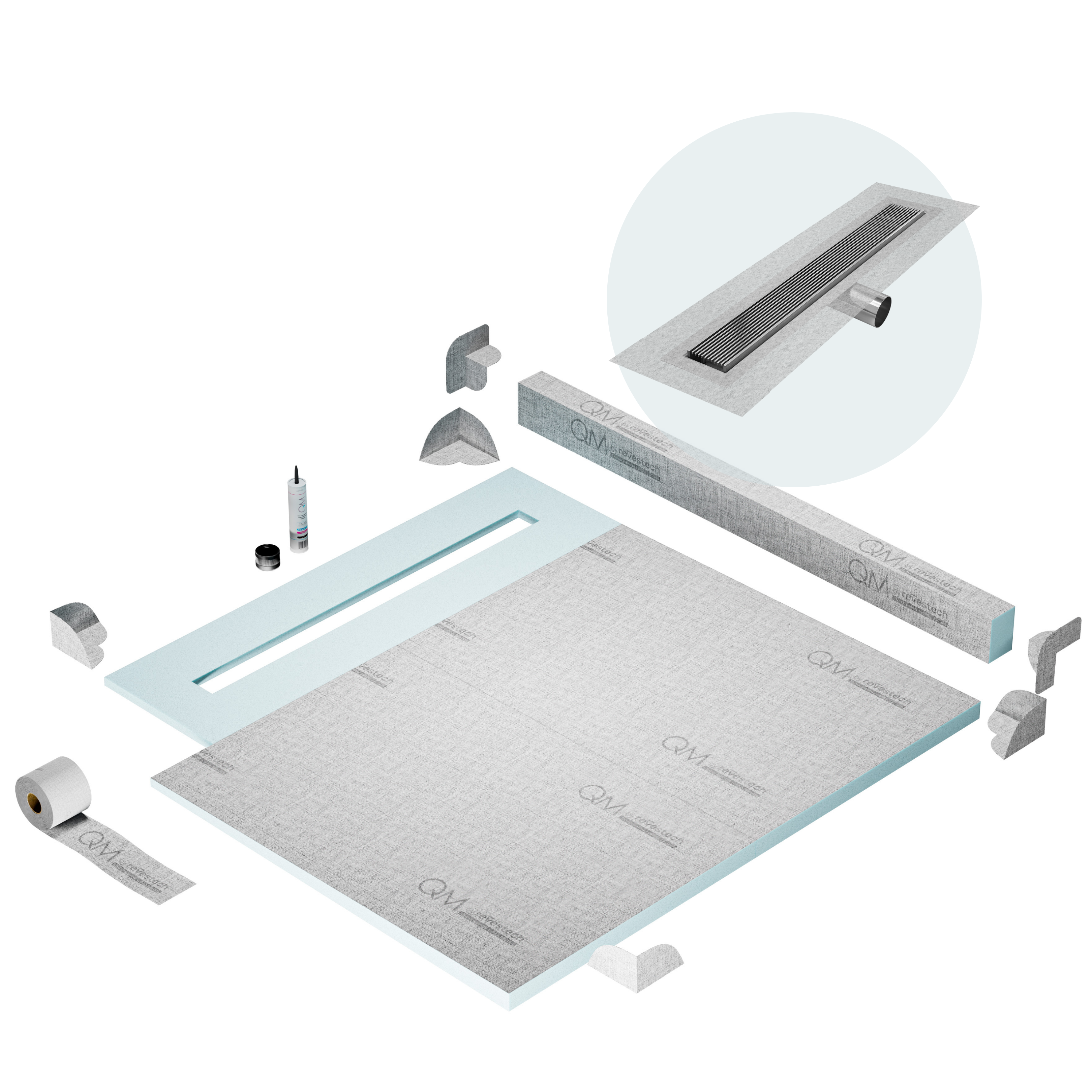Curb Wedgewire Shower Pan Kit Linear drain