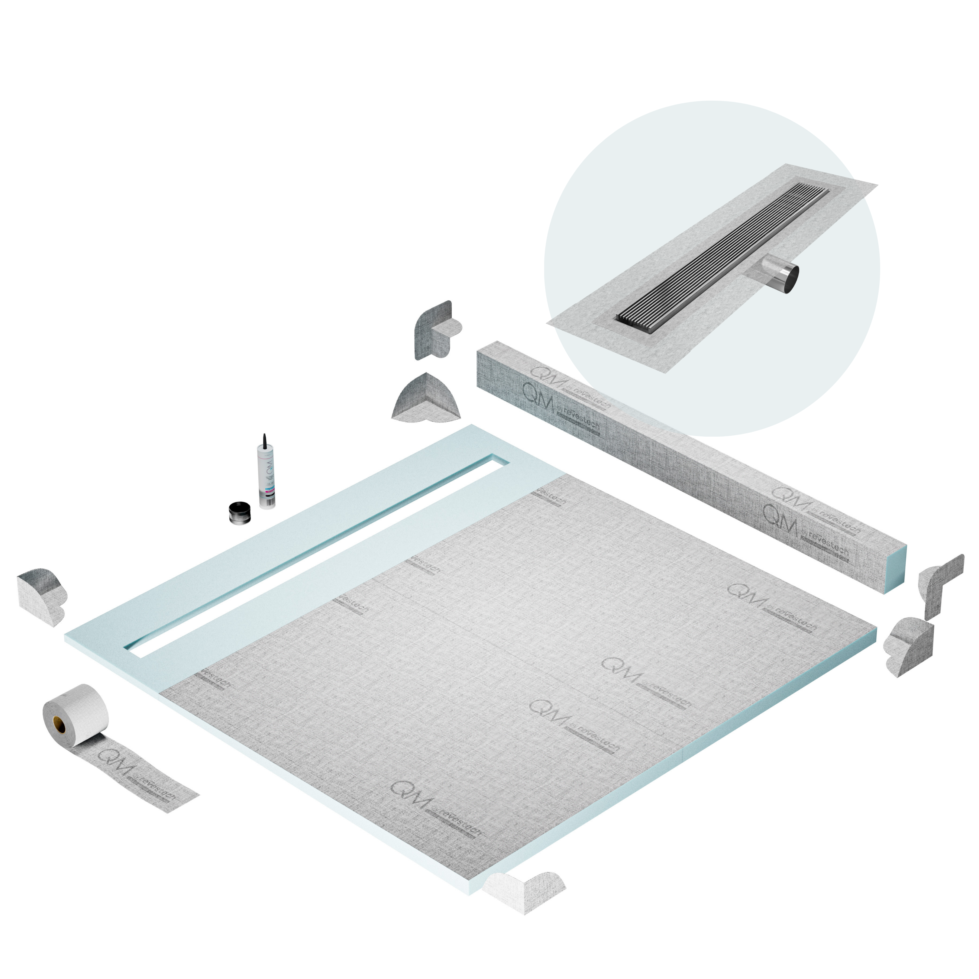 Curb Wedgewire Shower Pan Kit Linear drain