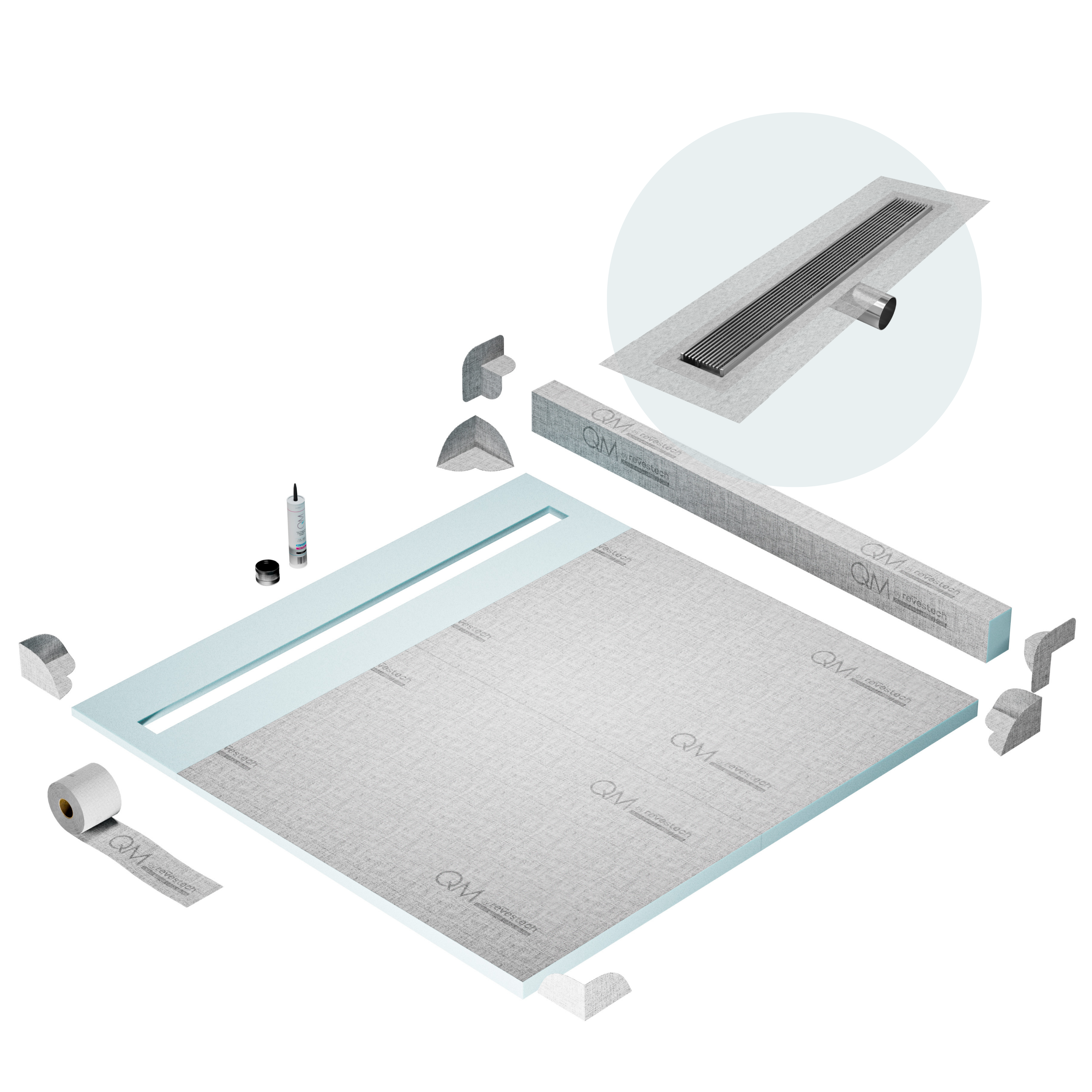 Curb Wedgewire Shower Pan Kit Linear drain