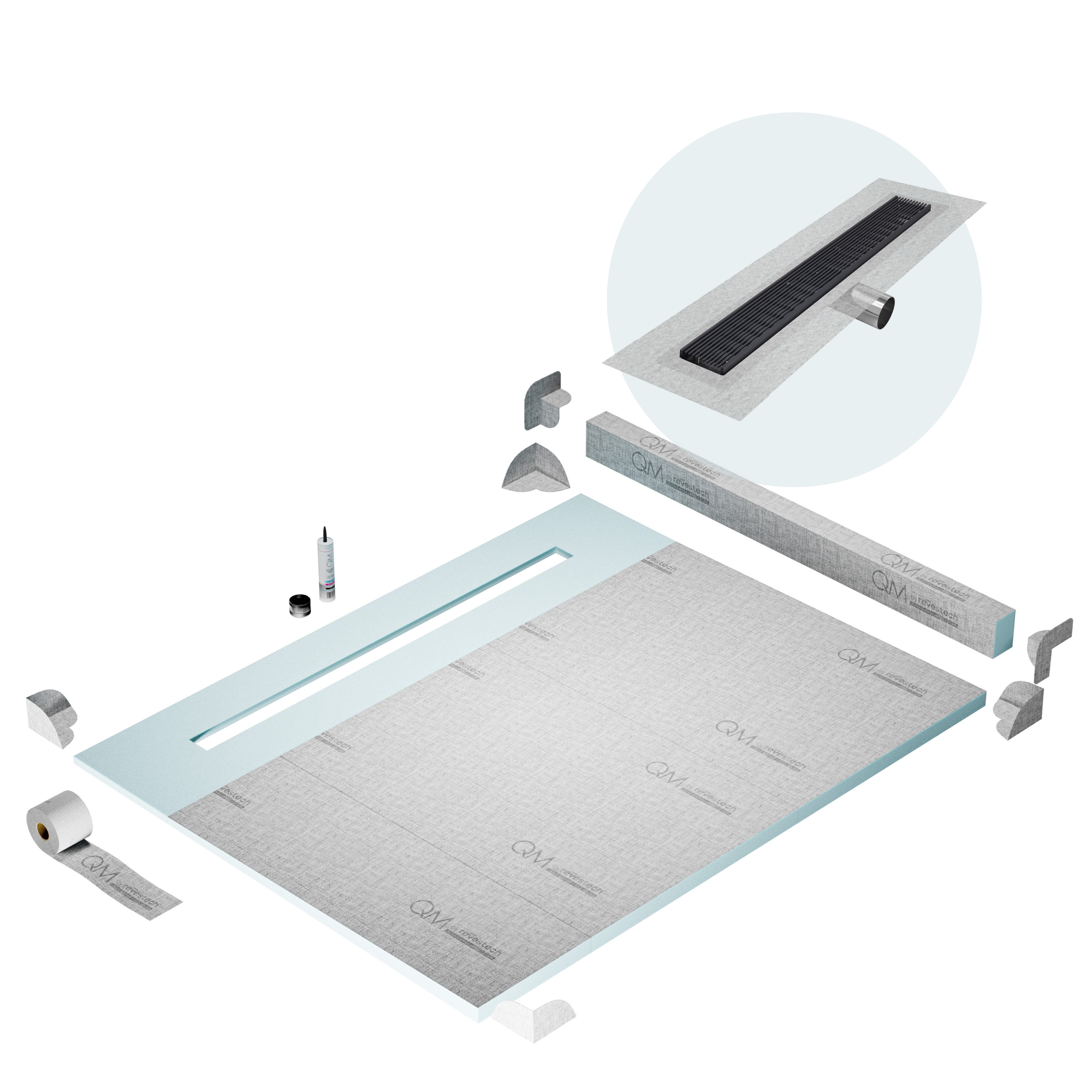 Curb Wedgewire Shower Pan Kit Linear drain