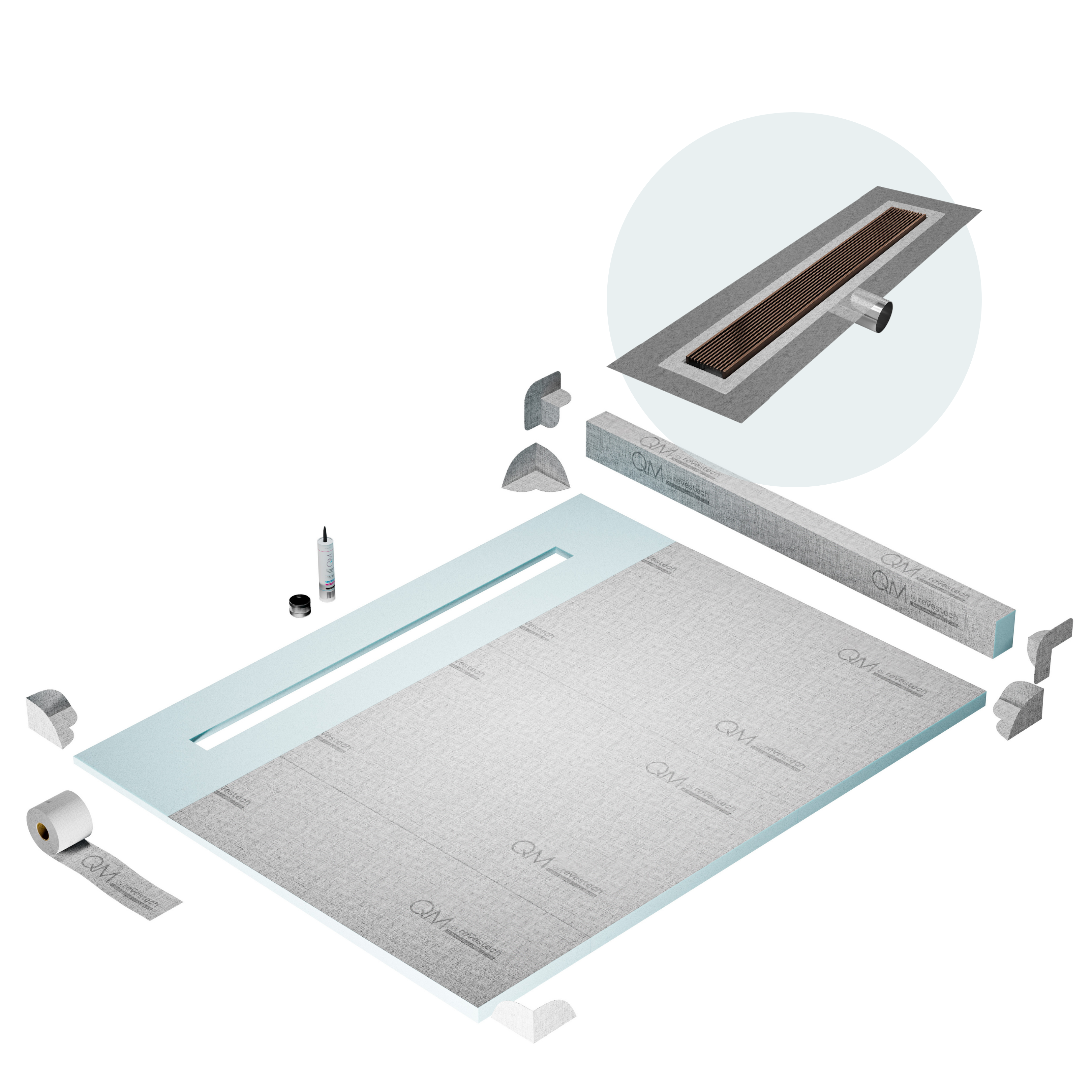 Curb Wedgewire Shower Pan Kit Linear drain