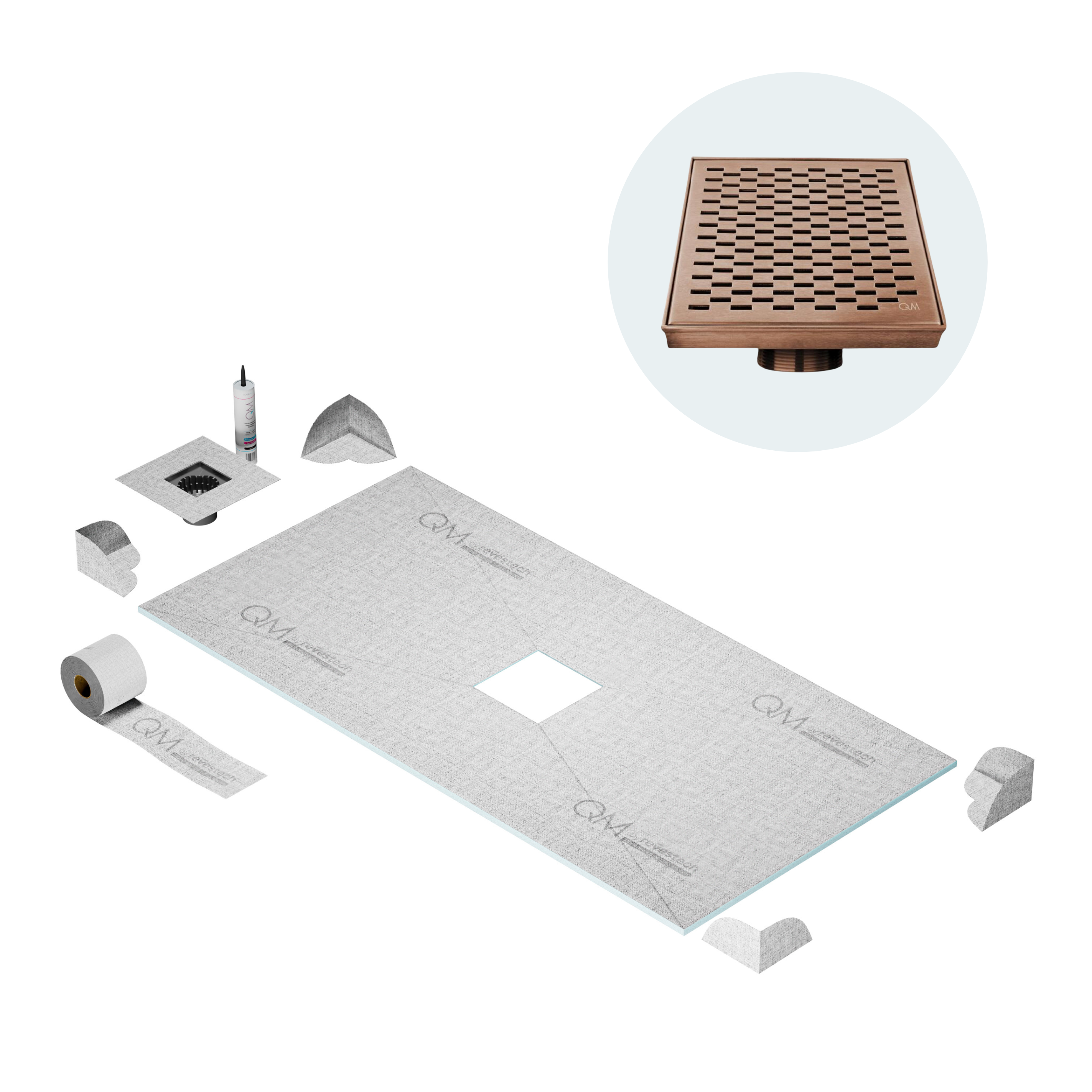 Curbless Delta Center Shower Pan Kit Square Drain