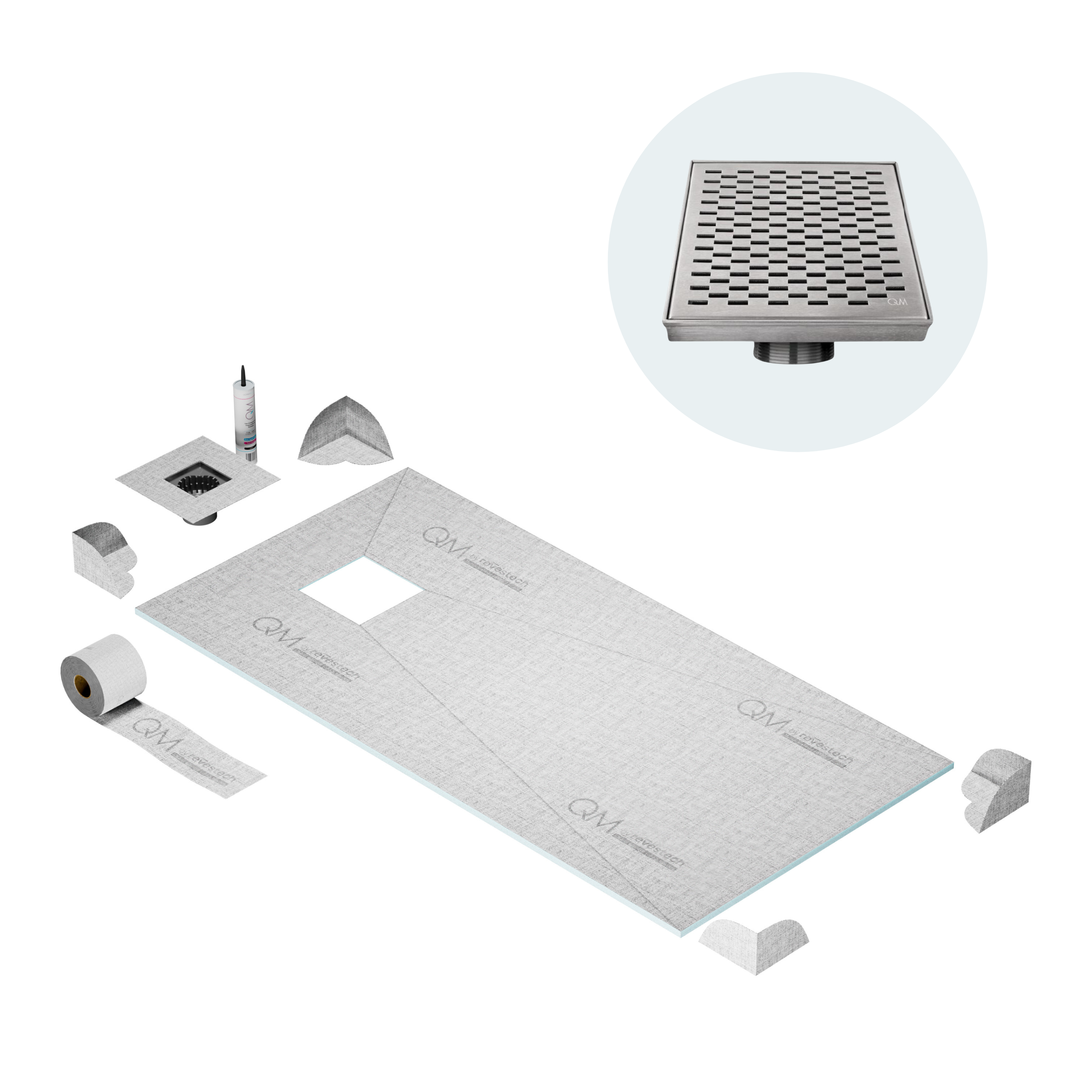 Curbless Delta Center Shower Pan Kit Square Drain