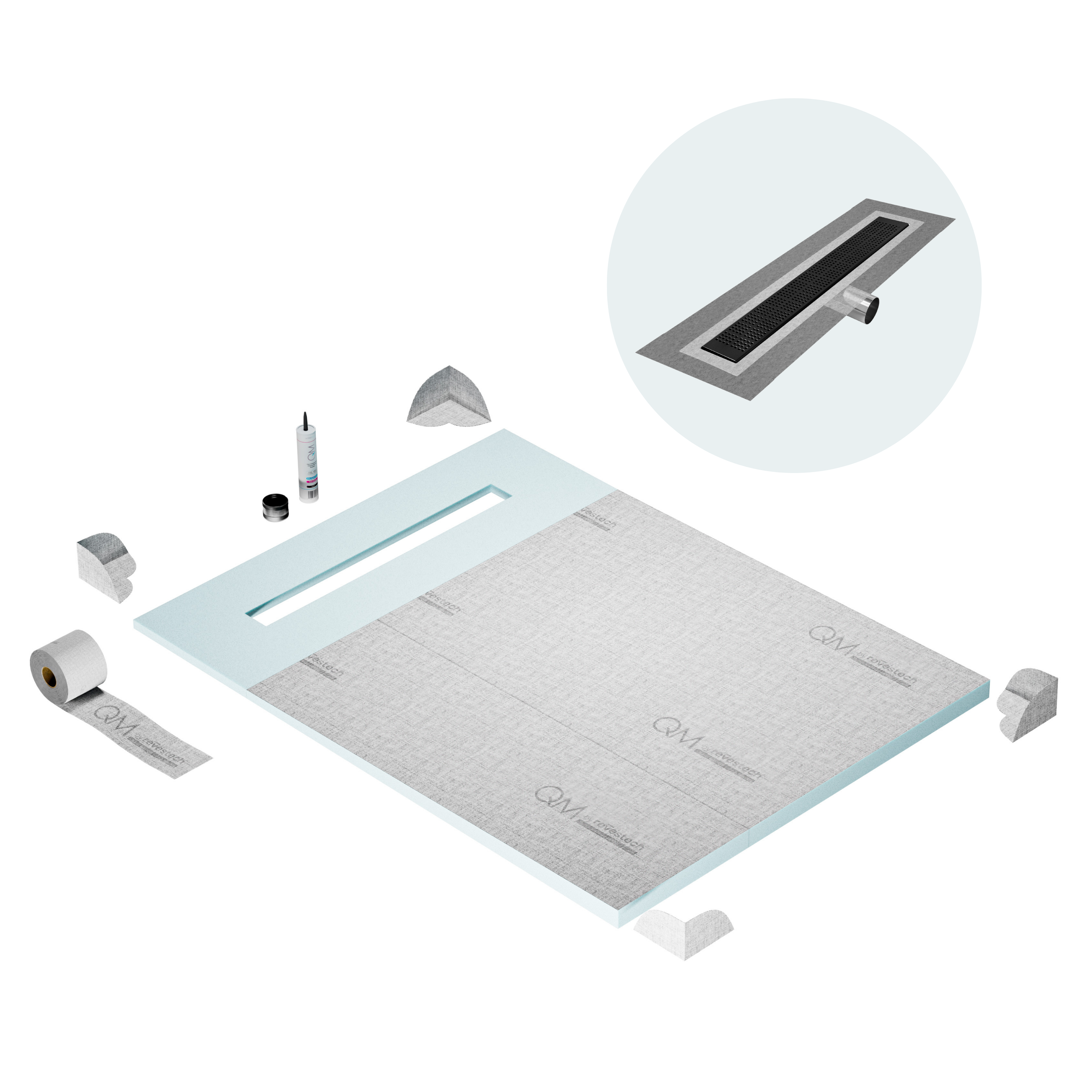 Curb Kai Shower Pan Kit Linear drain