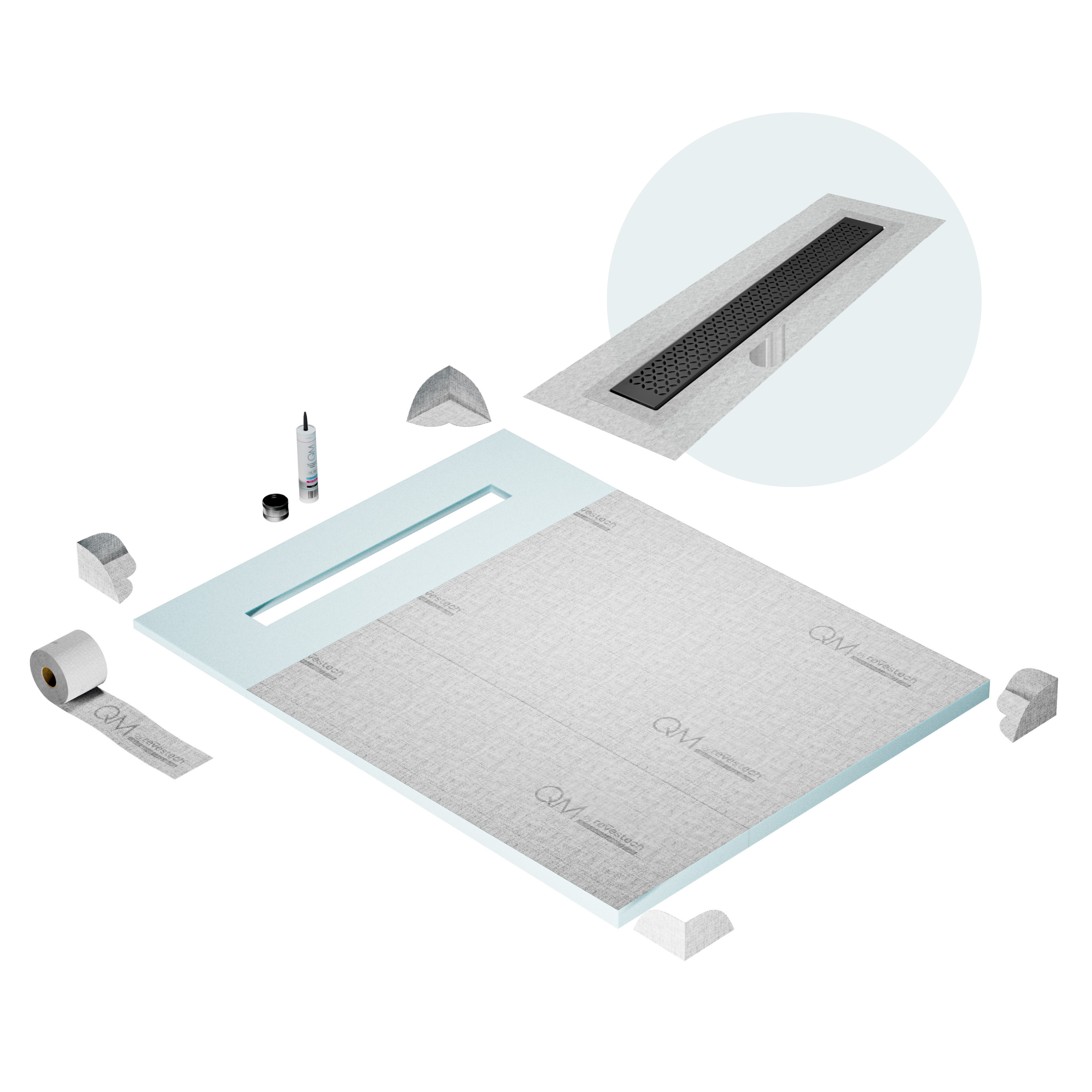 Curbless Lotus Shower Pan Kit Linear drain