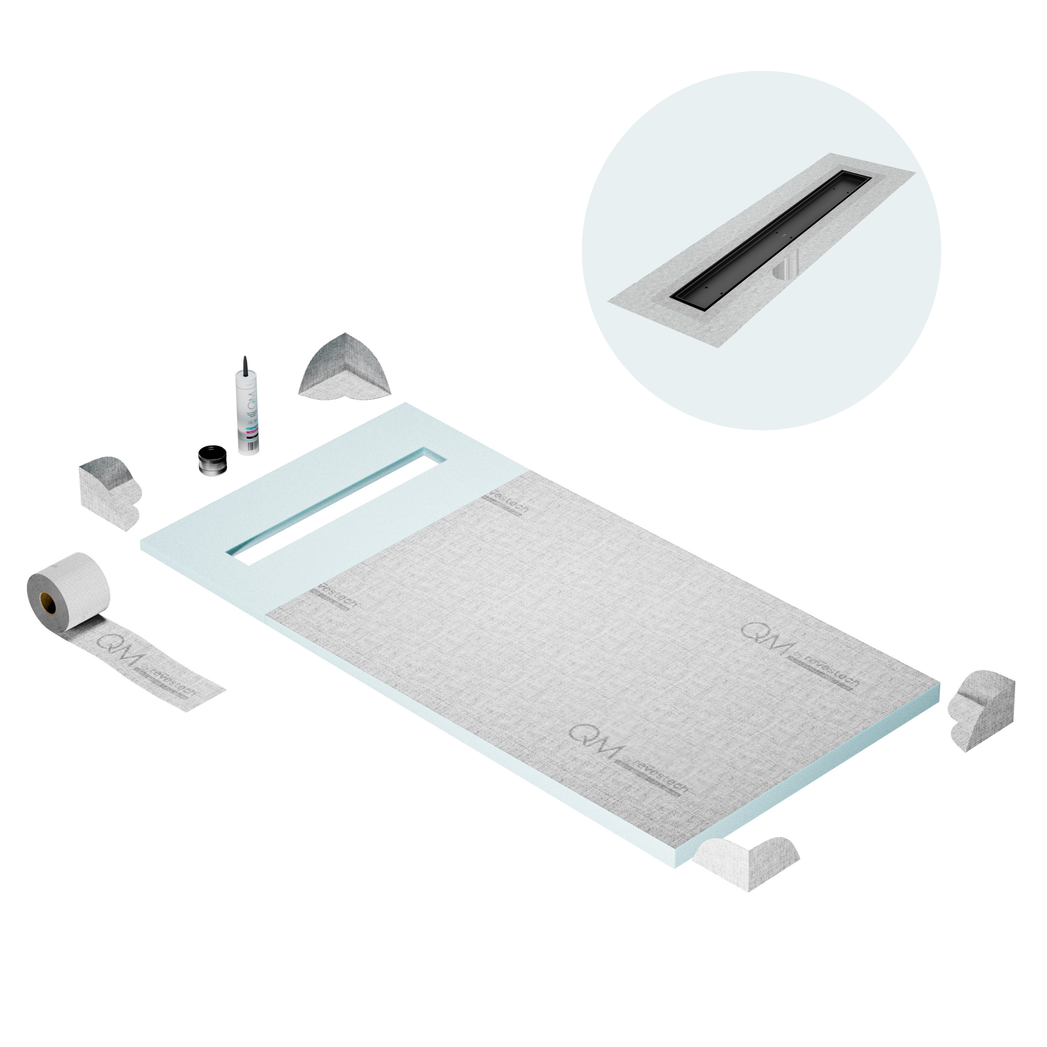Curbless Mist (Tile-In) Shower Pan Kit Linear drain