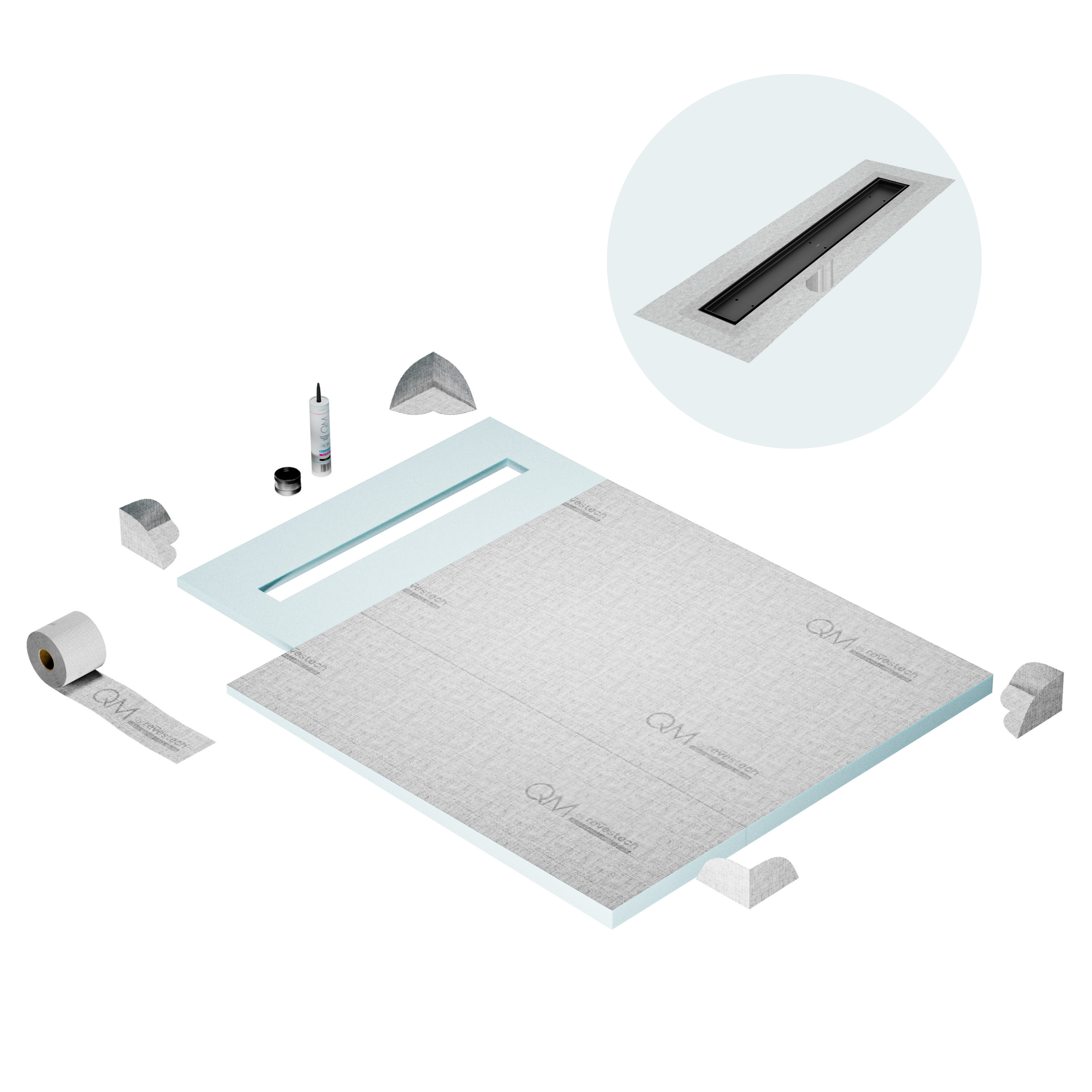 Curbless Mist (Tile-In) Shower Pan Kit Linear drain