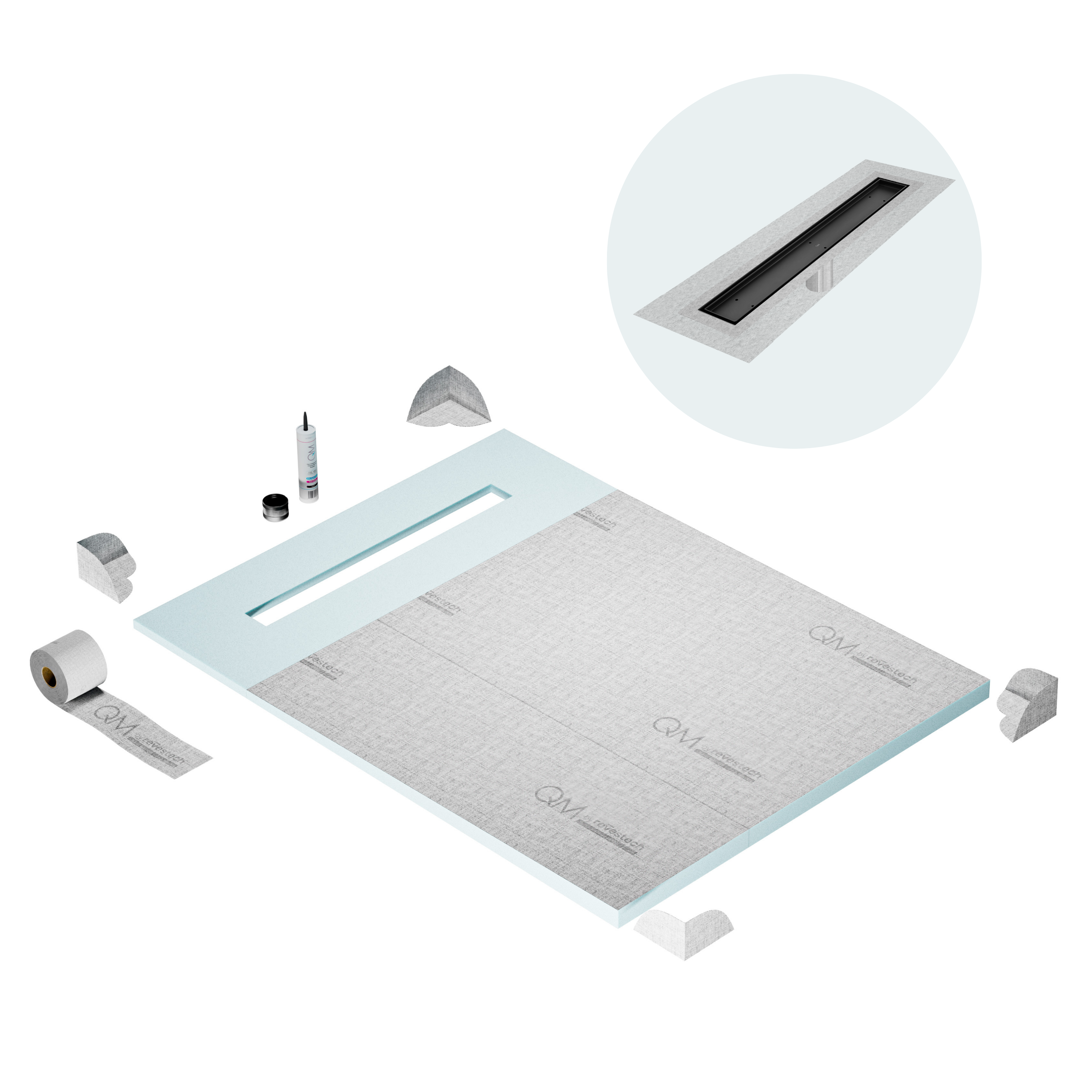 Curbless Mist (Tile-In) Shower Pan Kit Linear drain
