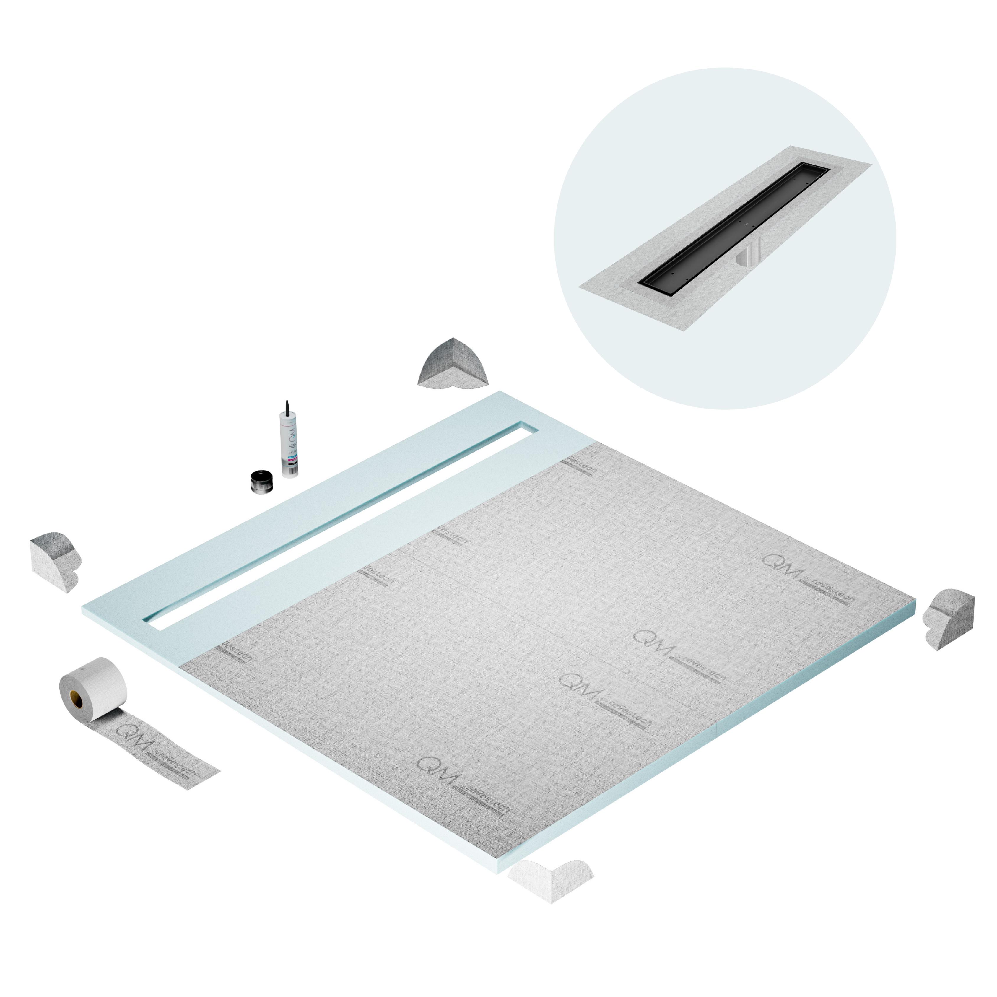 Curbless Mist (Tile-In) Shower Pan Kit Linear drain