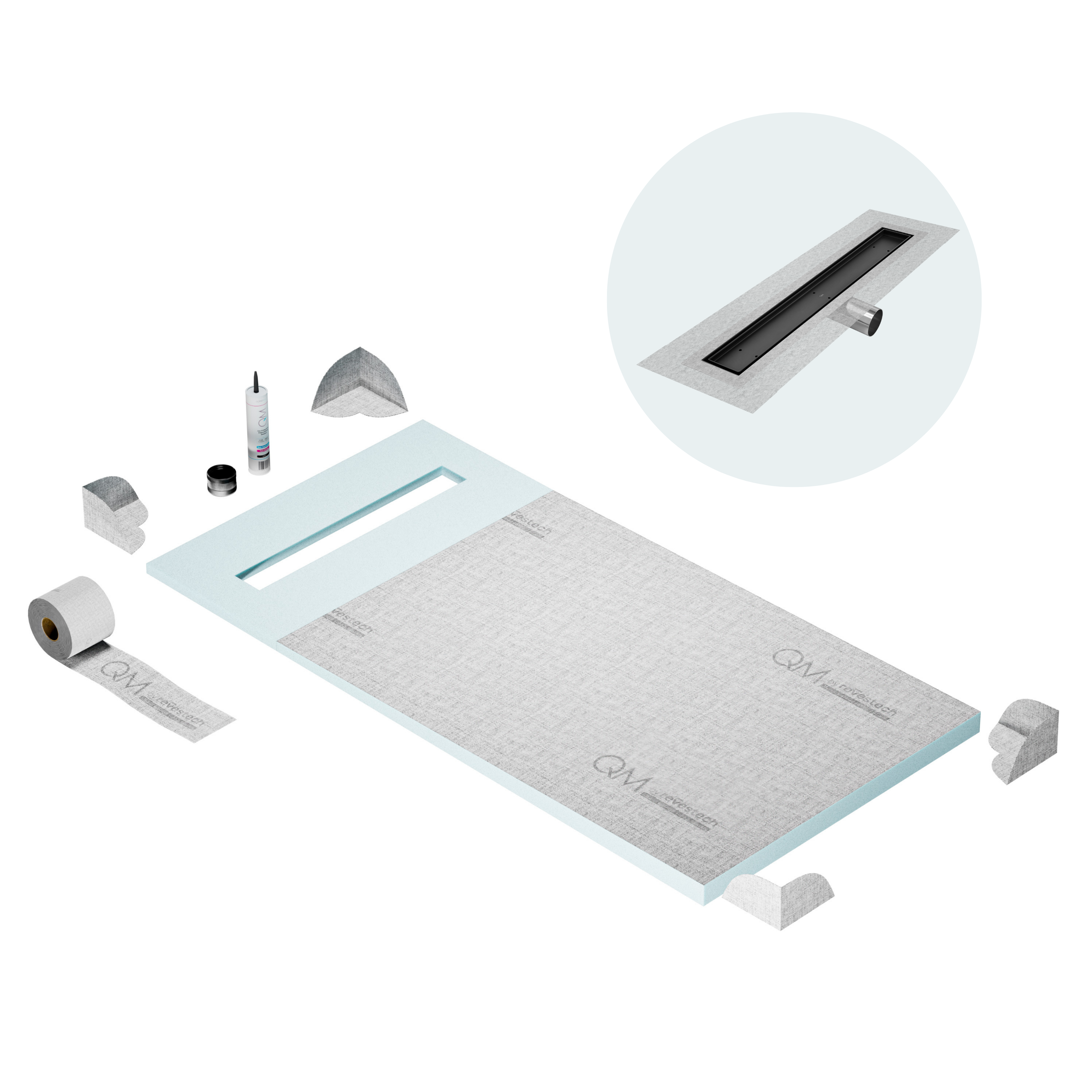 Curbless Mist (Tile-In) Shower Pan Kit Linear drain