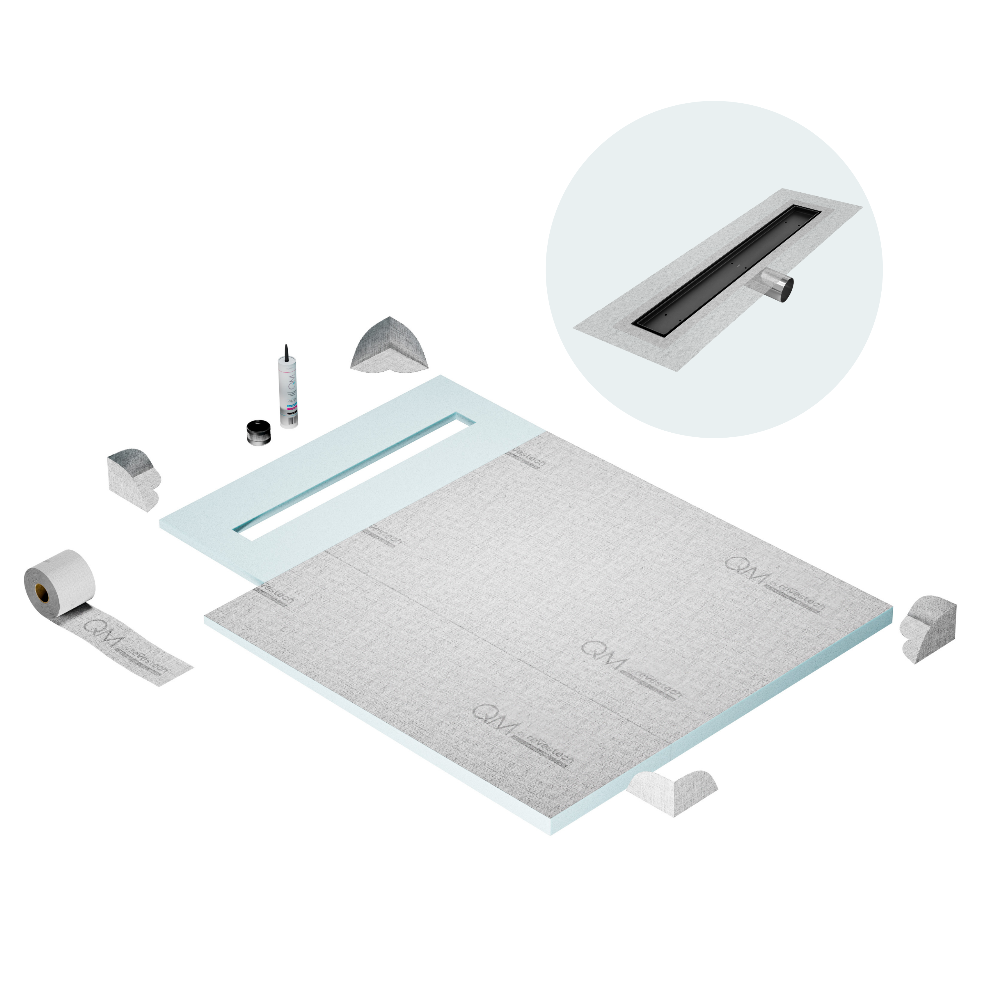Curbless Mist (Tile-In) Shower Pan Kit Linear drain