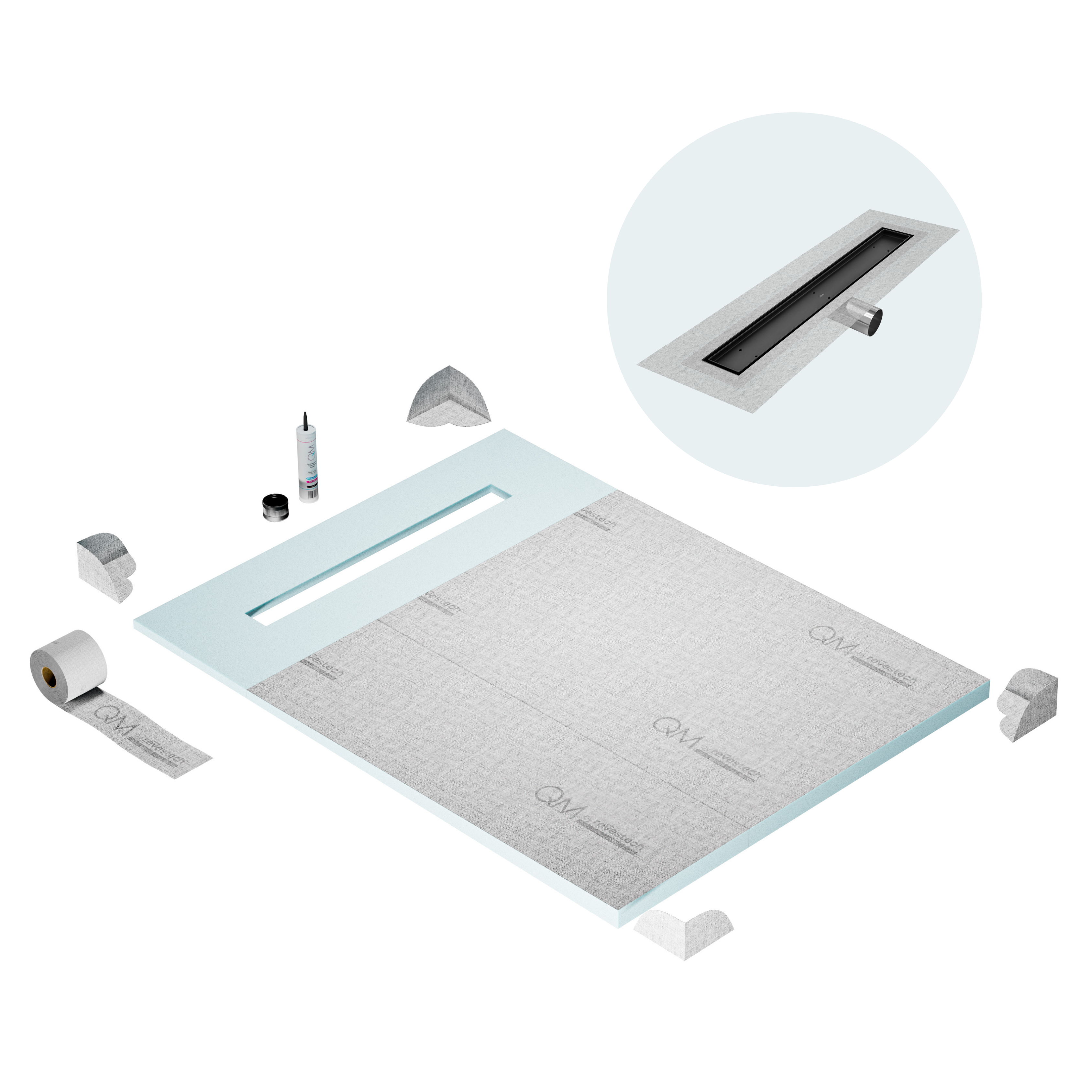 Curbless Mist (Tile-In) Shower Pan Kit Linear drain